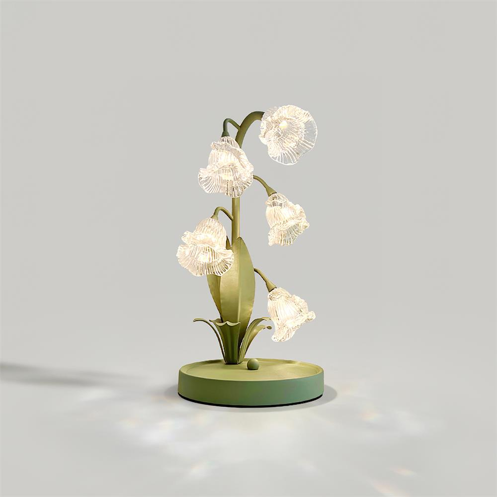 Floral Glass Table Lamp | Nature-Inspired Decorative Light for Bedroom or Living Room
