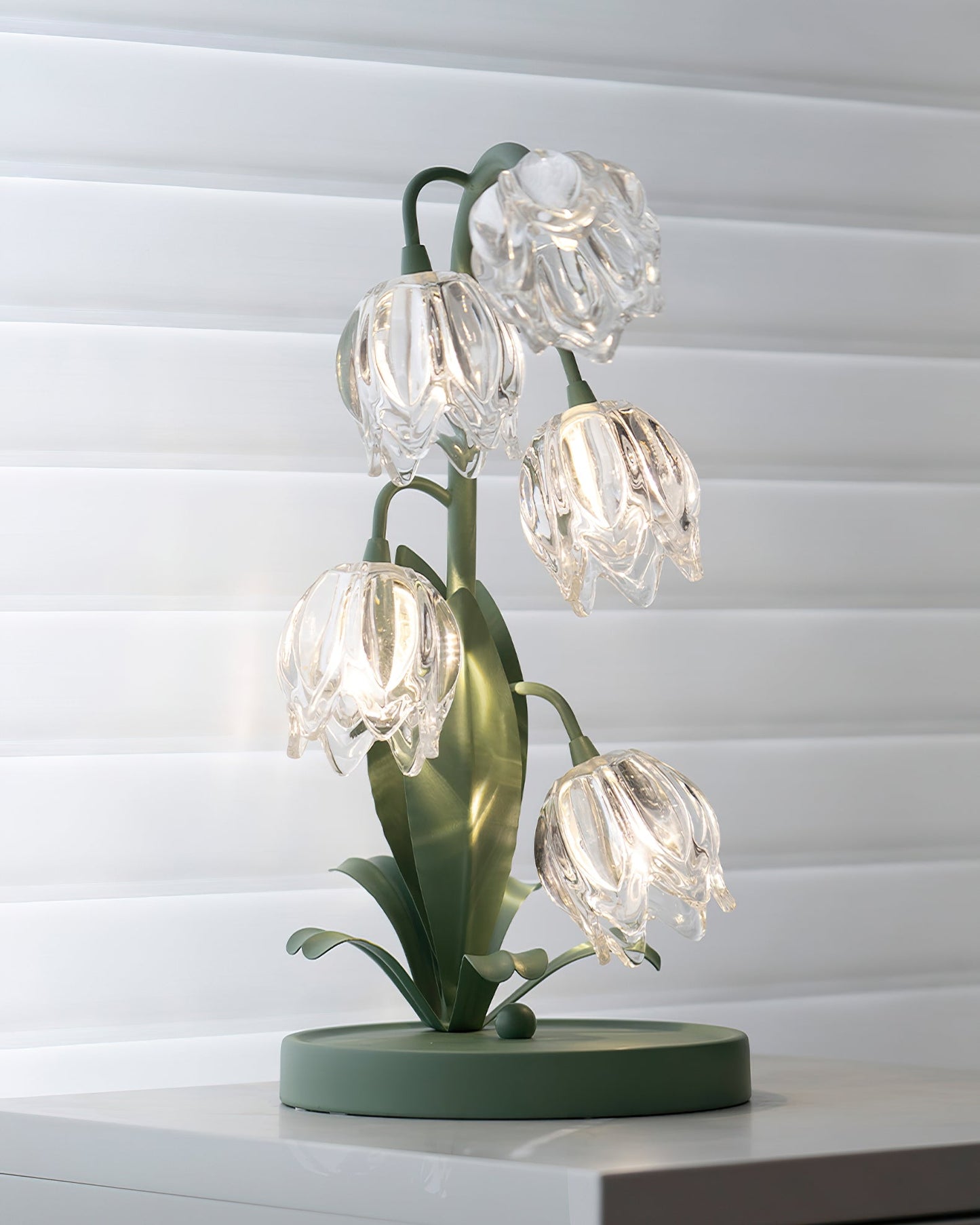 Floral Glass Table Lamp | Nature-Inspired Decorative Light for Bedroom or Living Room