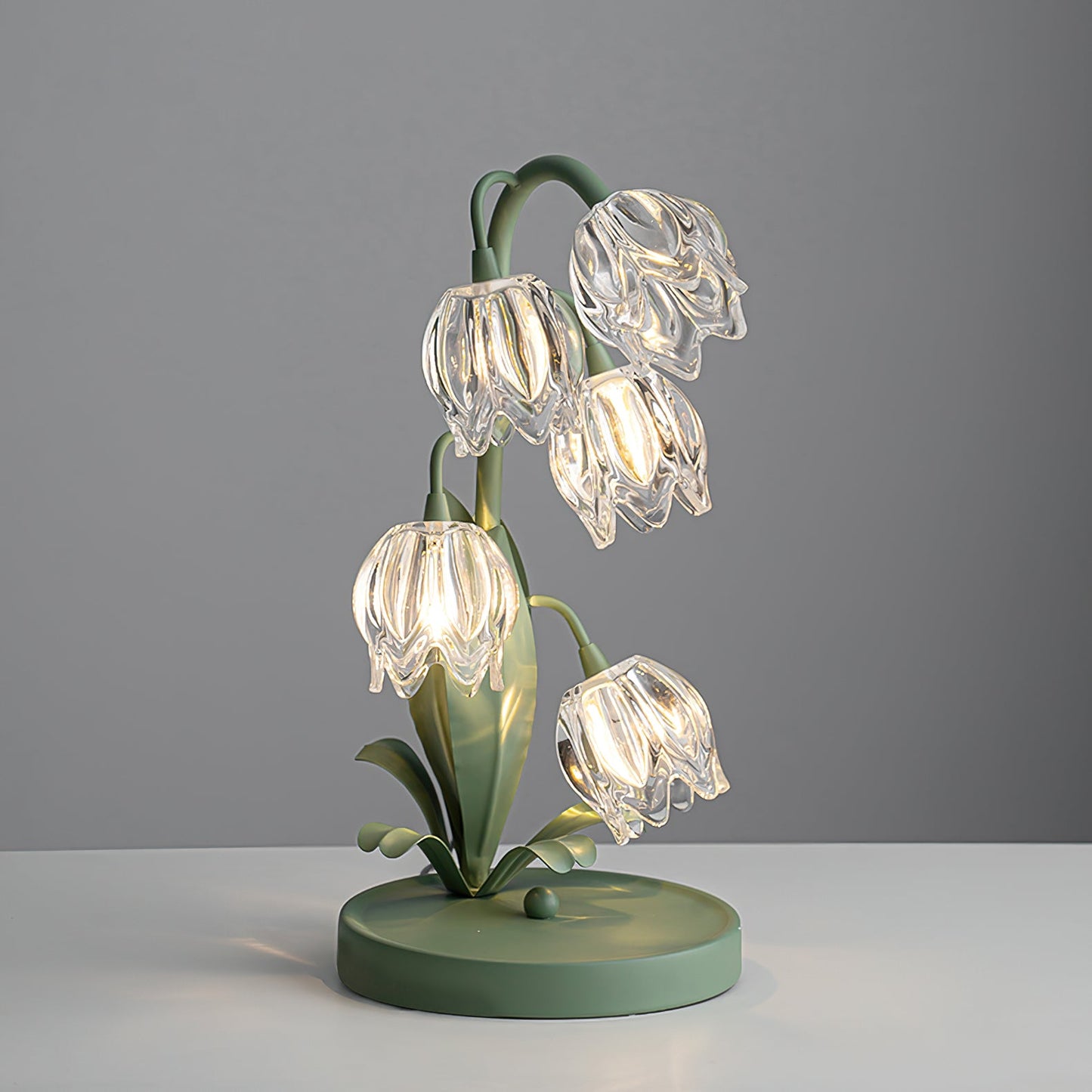 Floral Glass Table Lamp | Nature-Inspired Decorative Light for Bedroom or Living Room