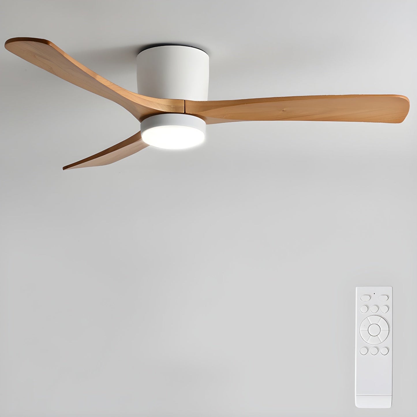 Modern Nordic Wooden Ceiling Fan with LED Light | Quiet Bedroom Ceiling Lamp