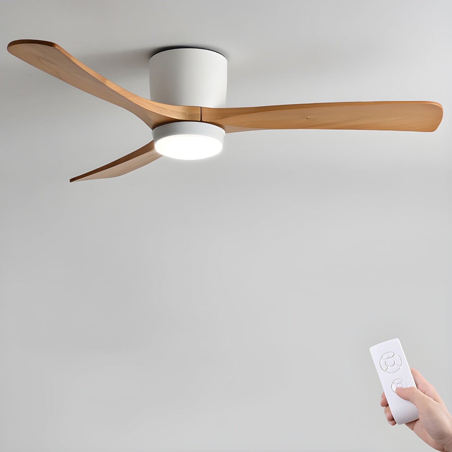 Modern Nordic Wooden Ceiling Fan with LED Light | Quiet Bedroom Ceiling Lamp