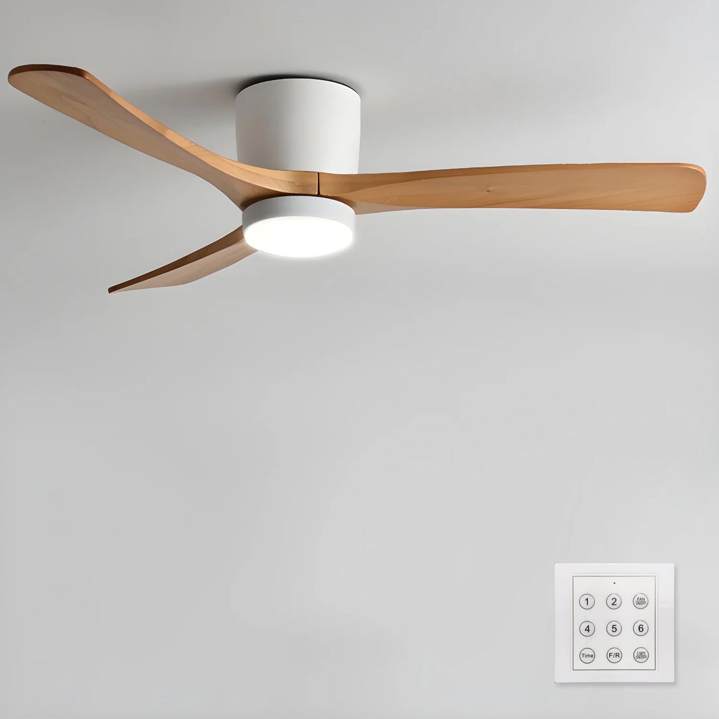 Modern Nordic Wooden Ceiling Fan with LED Light | Quiet Bedroom Ceiling Lamp