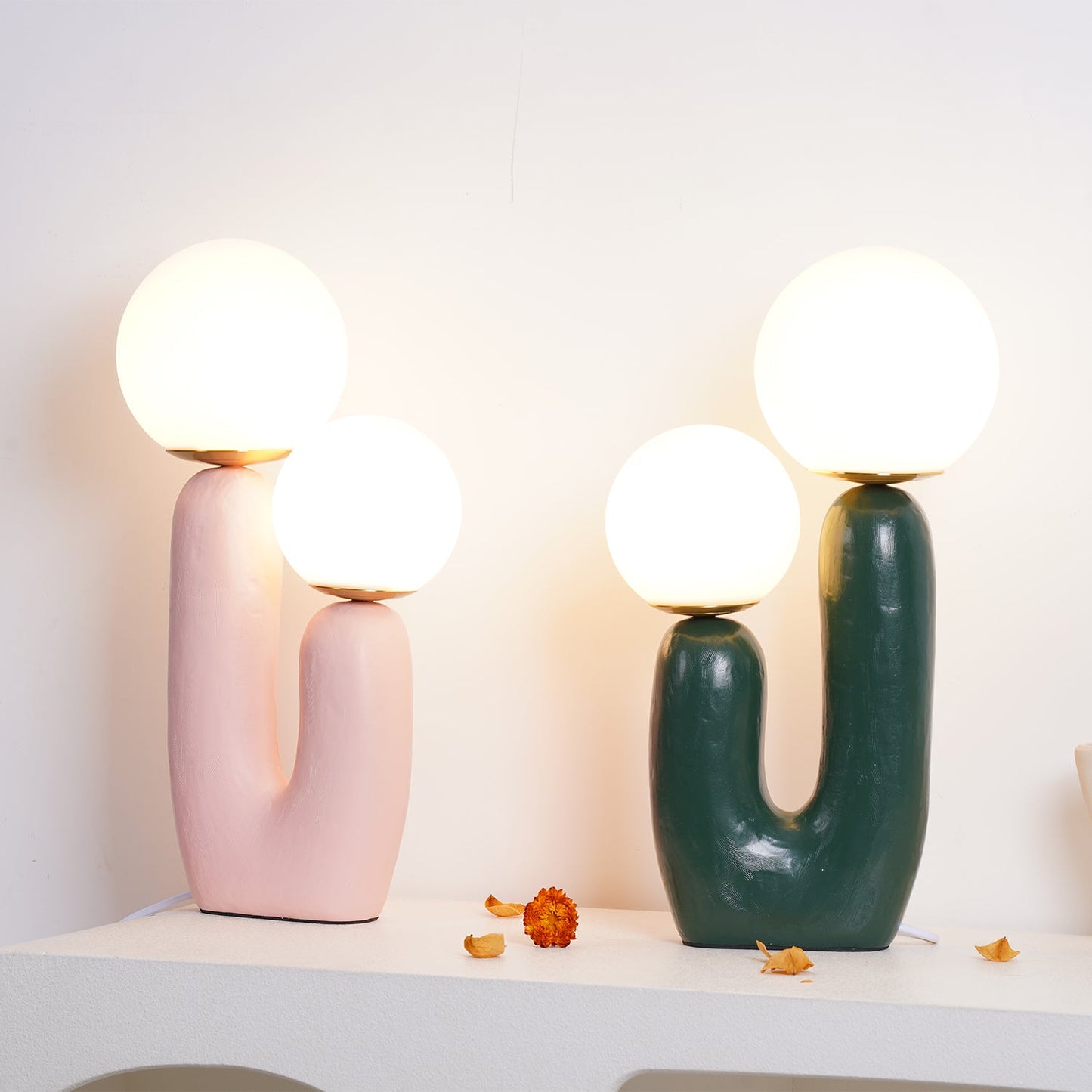 Modern Table Lamp | Bedside Desk Lamp with Glass Shade