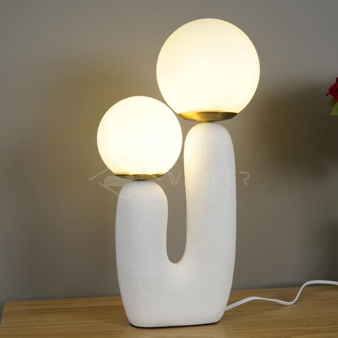 Modern Table Lamp | Bedside Desk Lamp with Glass Shade