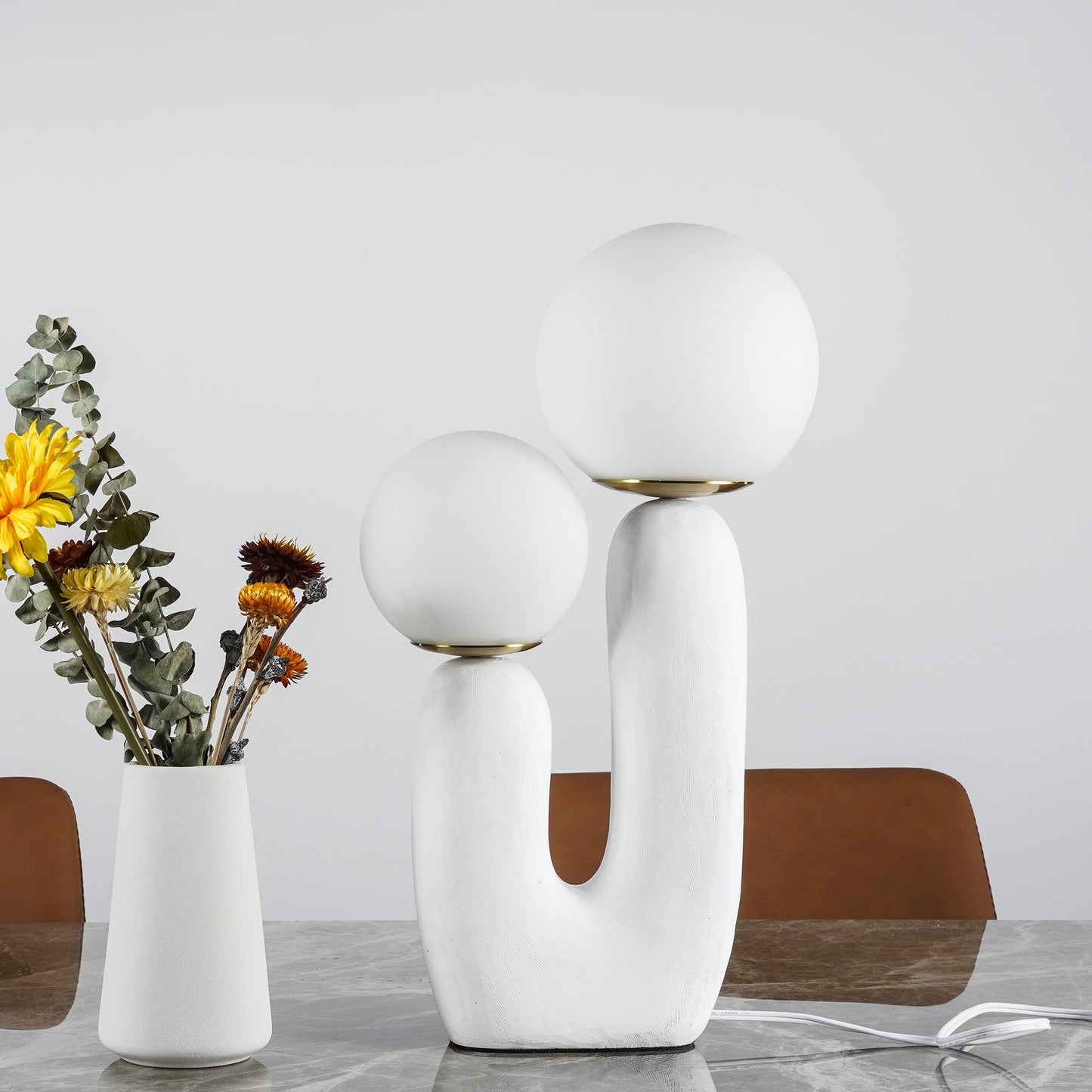 Modern Table Lamp | Bedside Desk Lamp with Glass Shade