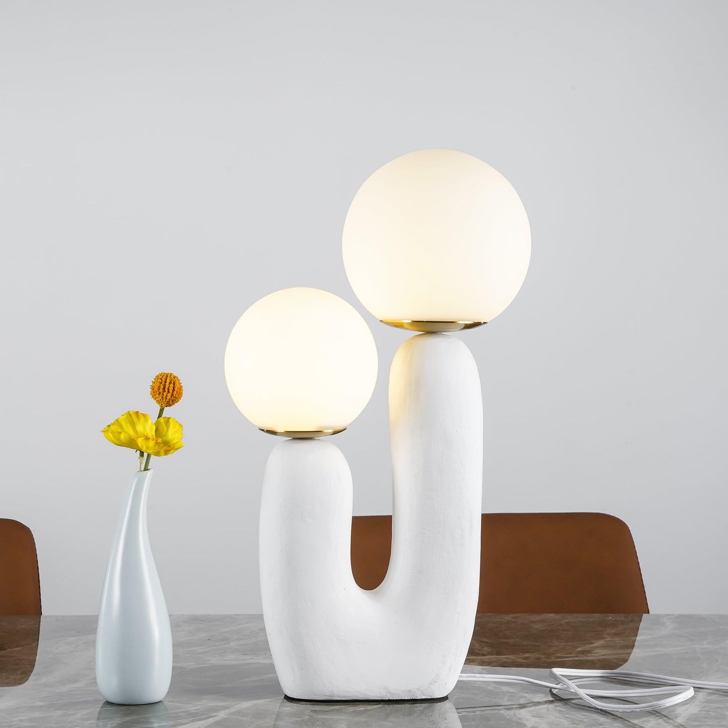 Modern Table Lamp | Bedside Desk Lamp with Glass Shade