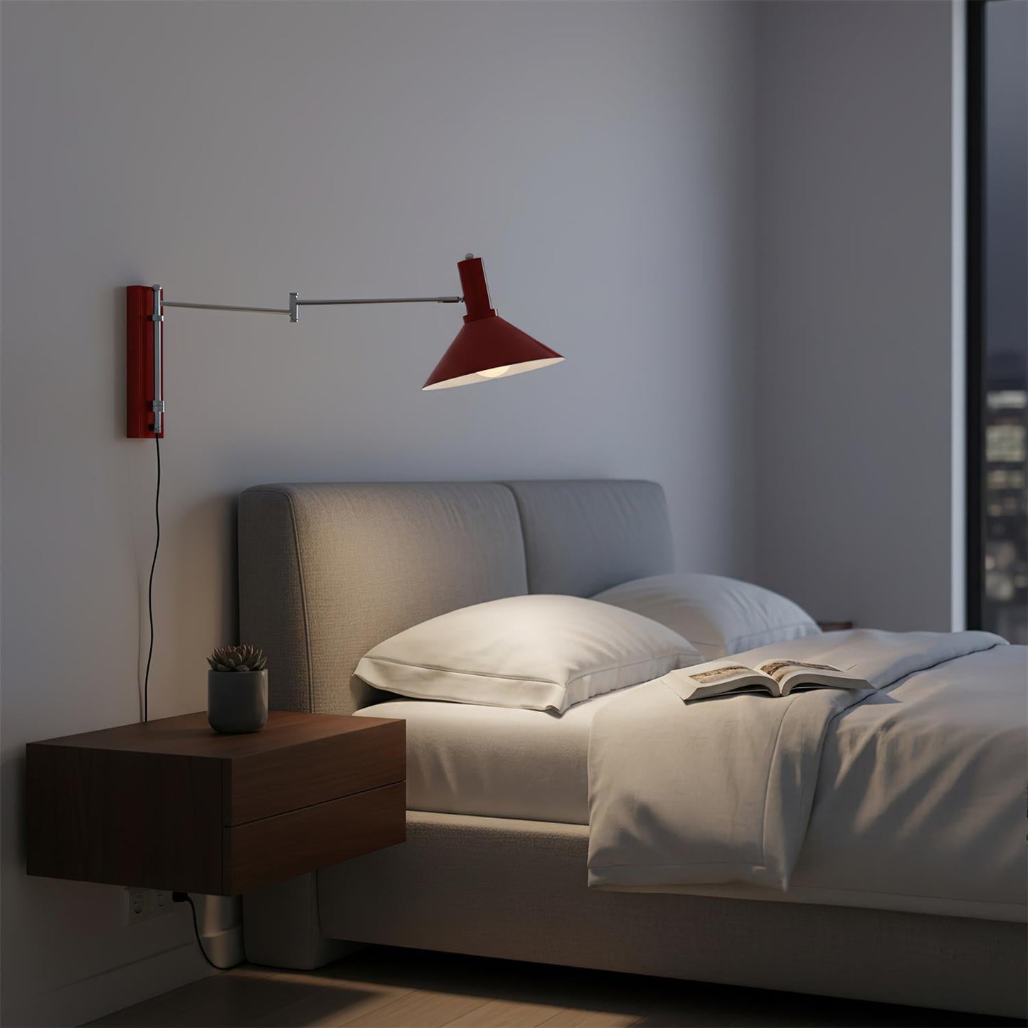 Adjustable Metal Wall Lamp | Modern Swing Arm Sconce for Bedroom or Living Room