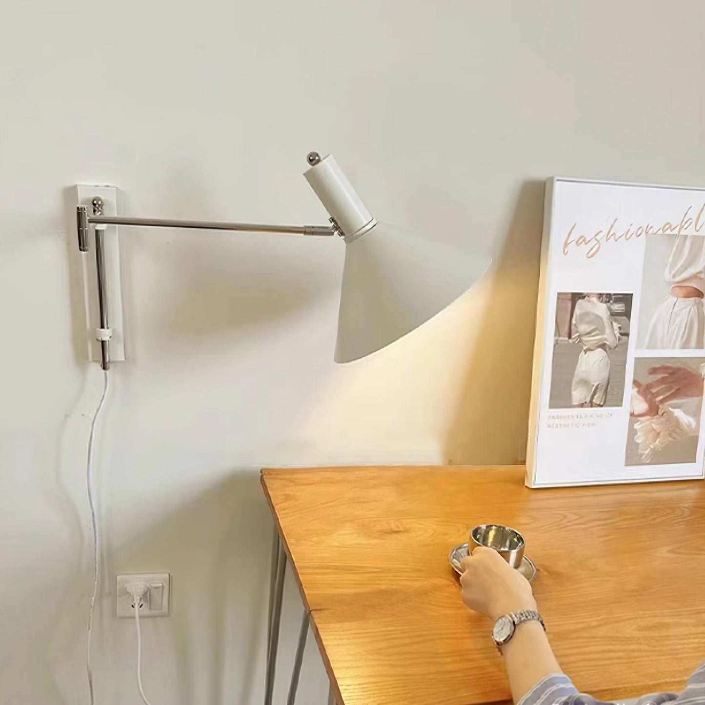 Adjustable Metal Wall Lamp | Modern Swing Arm Sconce for Bedroom or Living Room