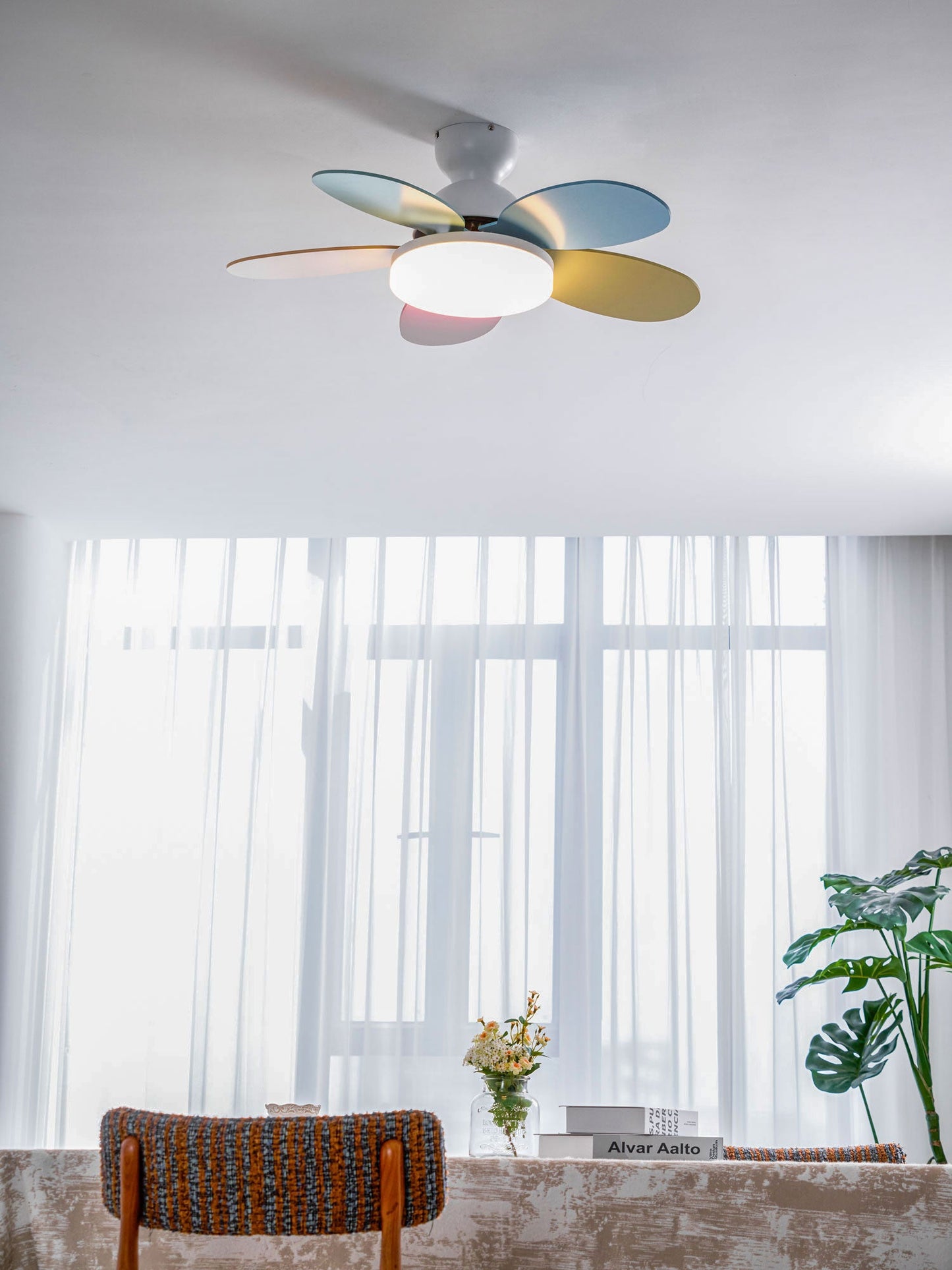 Modern Ceiling Fan Lamp with LED Light | Quiet Bedroom Ceiling Fan with Remote