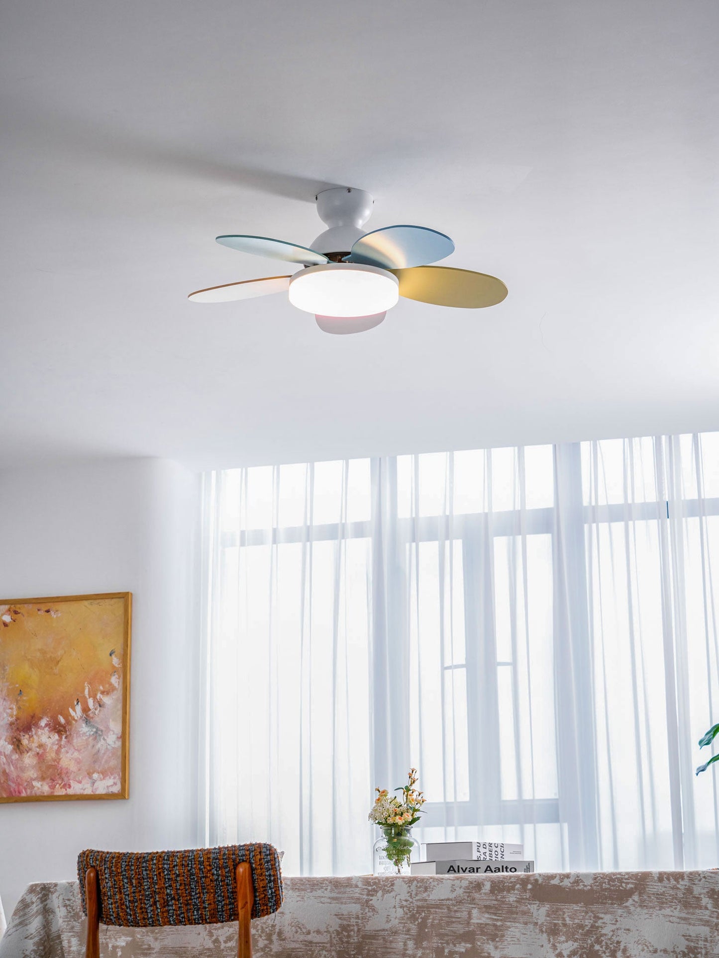 Modern Ceiling Fan Lamp with LED Light | Quiet Bedroom Ceiling Fan with Remote