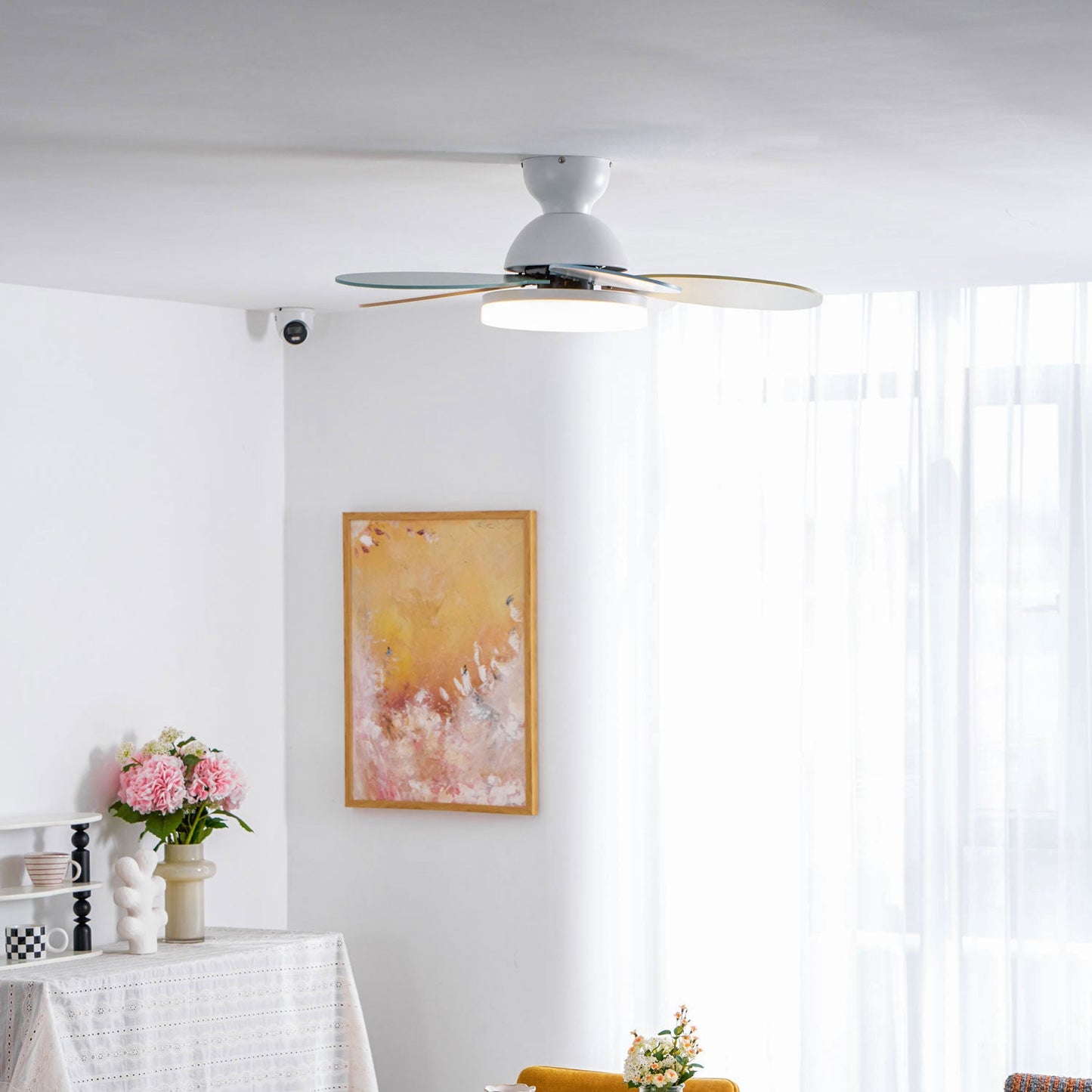 Modern Ceiling Fan Lamp with LED Light | Quiet Bedroom Ceiling Fan with Remote