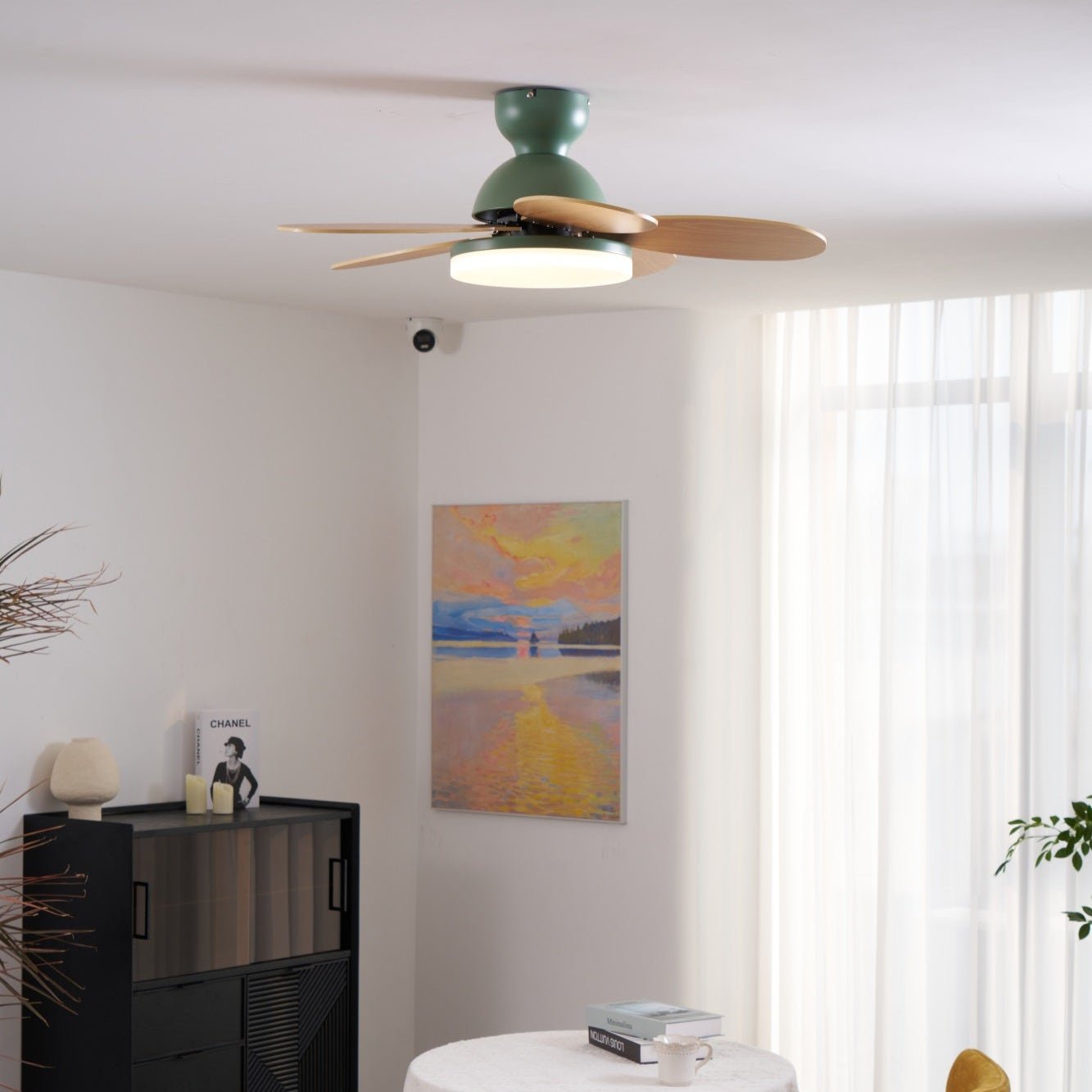 Modern Ceiling Fan Lamp with LED Light | Quiet Bedroom Ceiling Fan with Remote