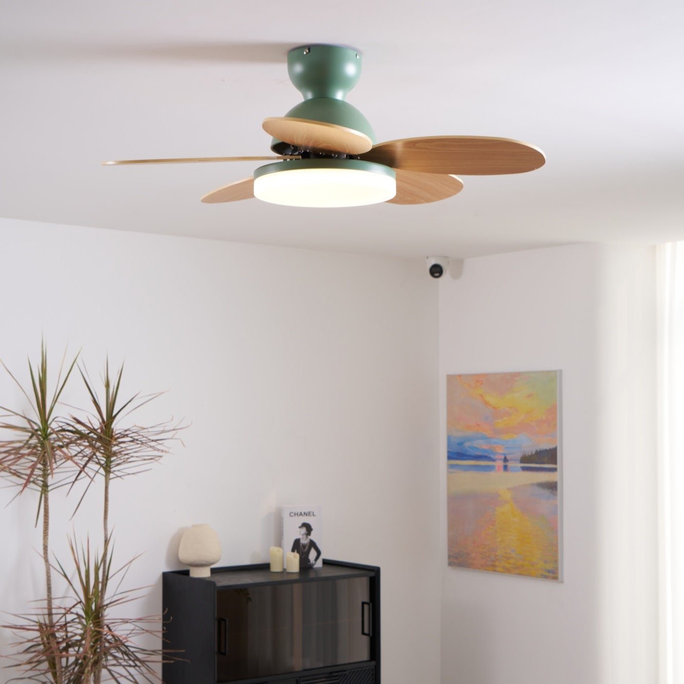 Modern Ceiling Fan Lamp with LED Light | Quiet Bedroom Ceiling Fan with Remote