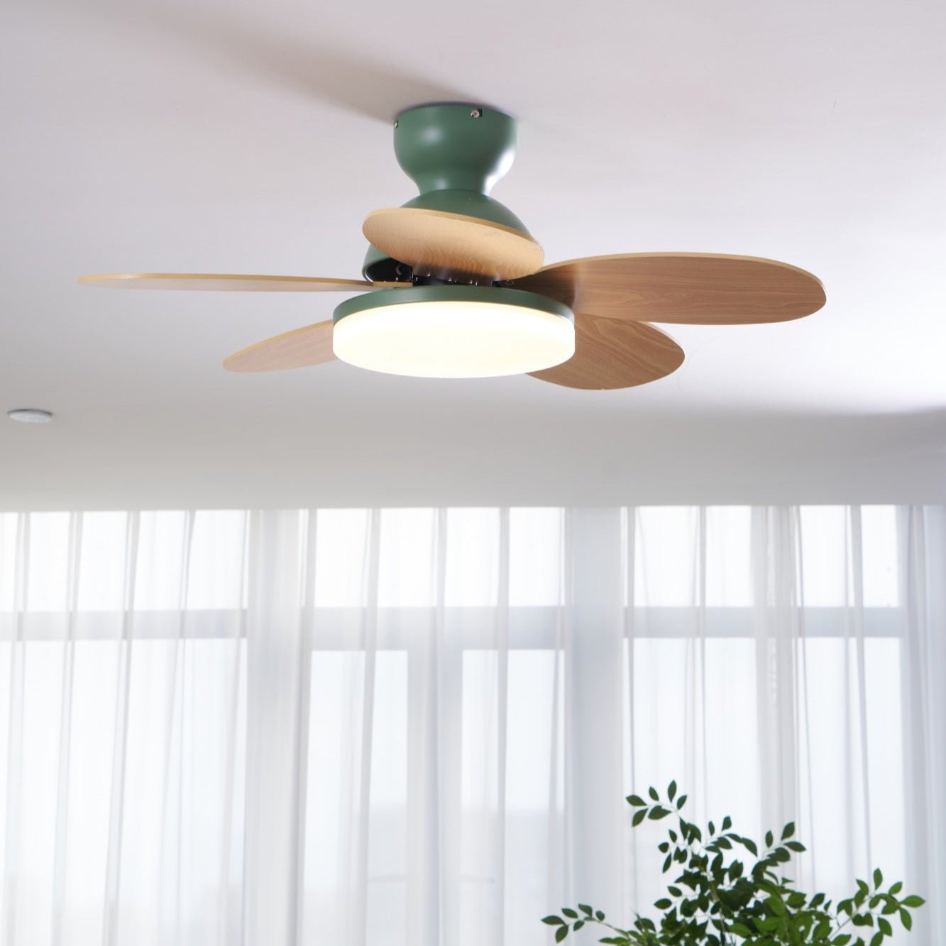 Modern Ceiling Fan Lamp with LED Light | Quiet Bedroom Ceiling Fan with Remote
