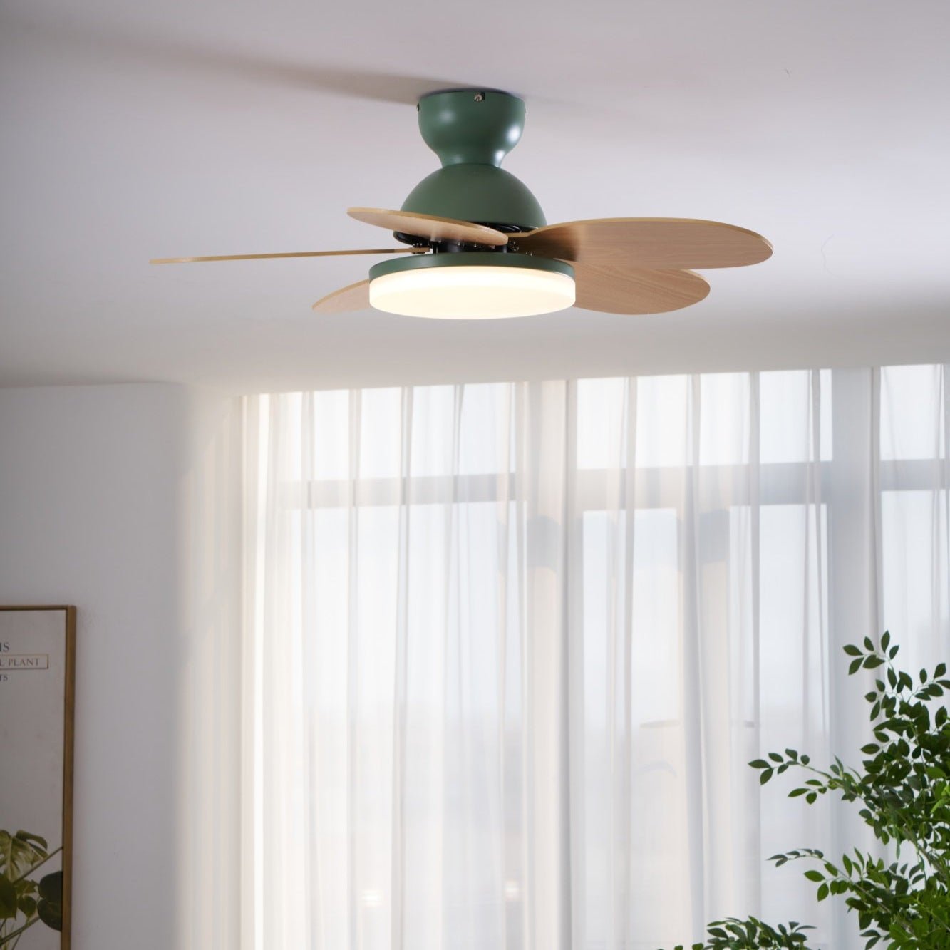 Modern Ceiling Fan Lamp with LED Light | Quiet Bedroom Ceiling Fan with Remote