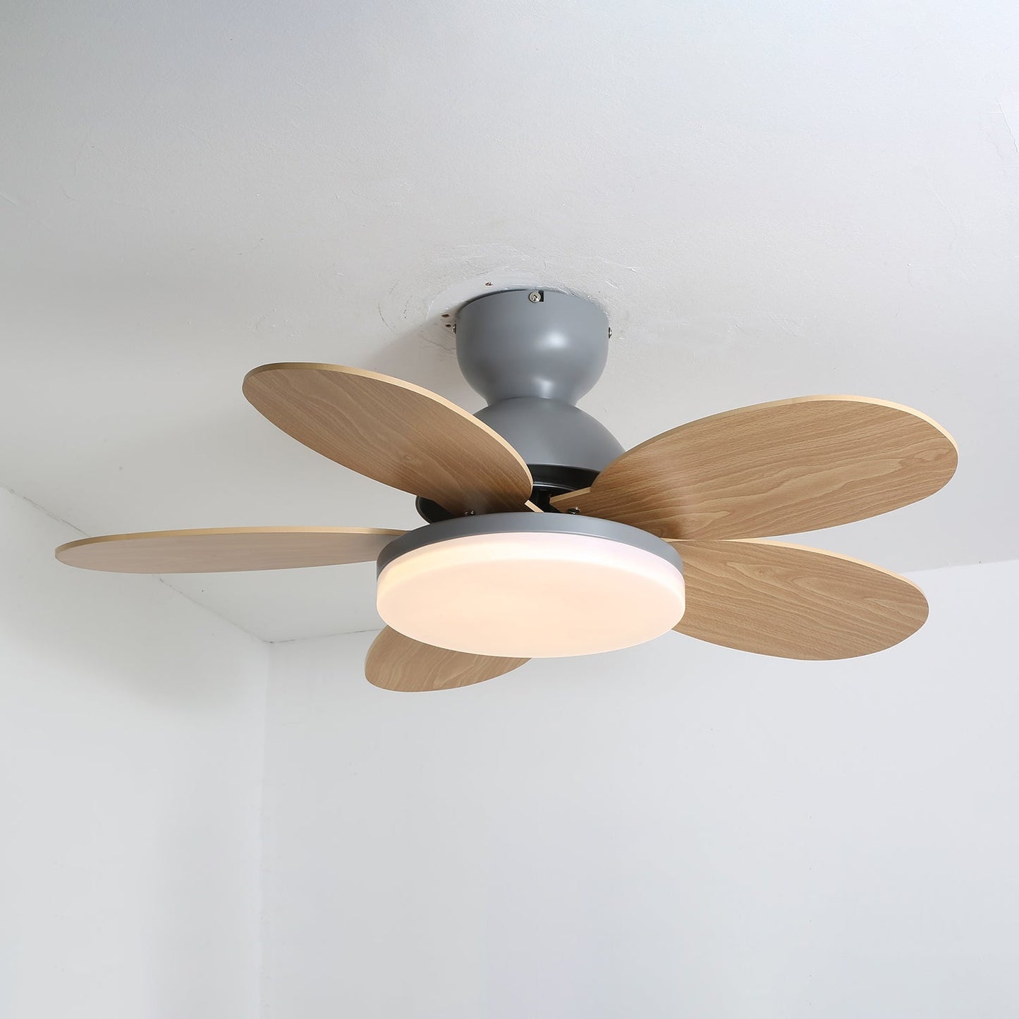 Modern Ceiling Fan Lamp with LED Light | Quiet Bedroom Ceiling Fan with Remote