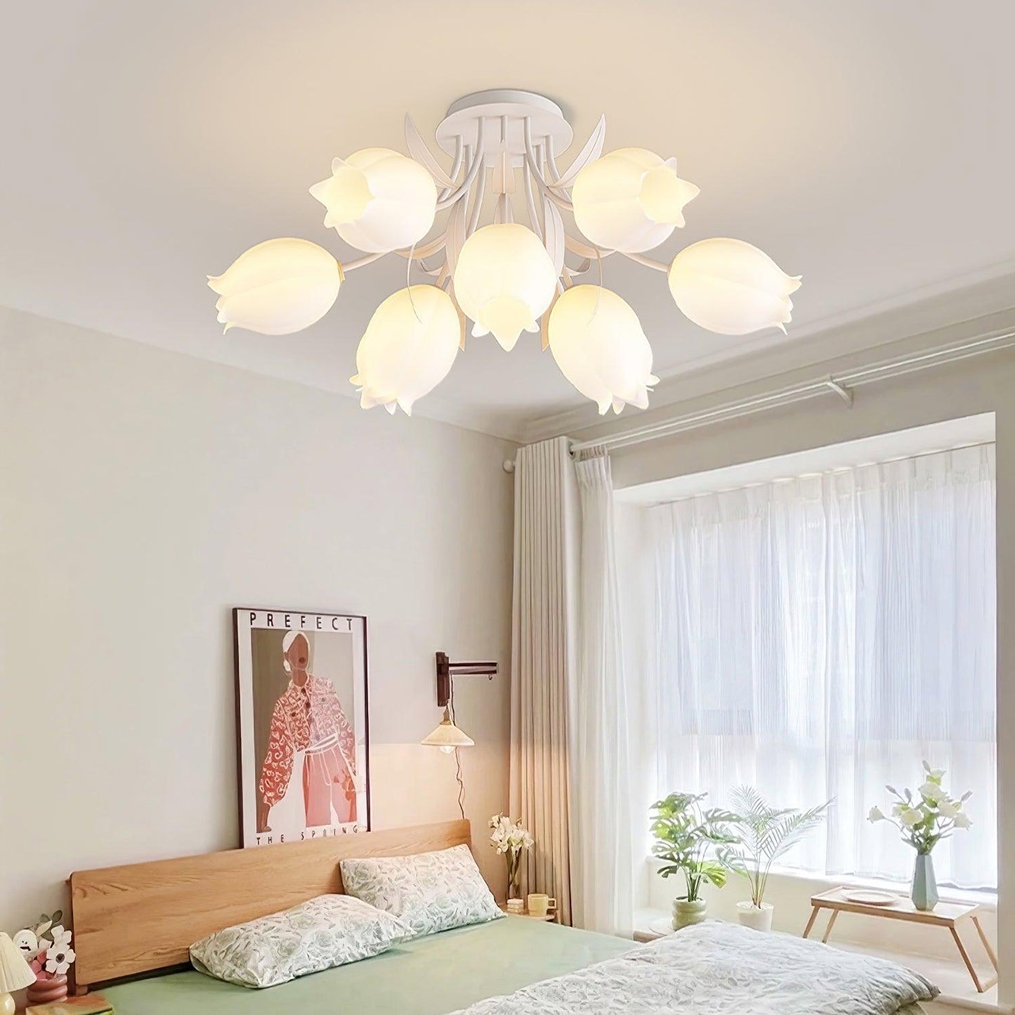 Floral Ceiling Light | Elegant Lily-Inspired Ceiling Lamp for Living Room