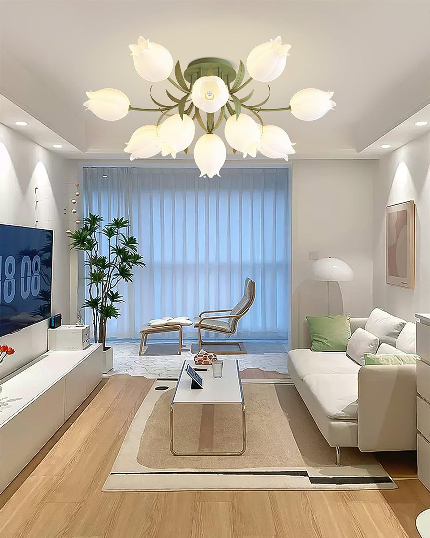 Floral Ceiling Light | Elegant Lily-Inspired Ceiling Lamp for Living Room