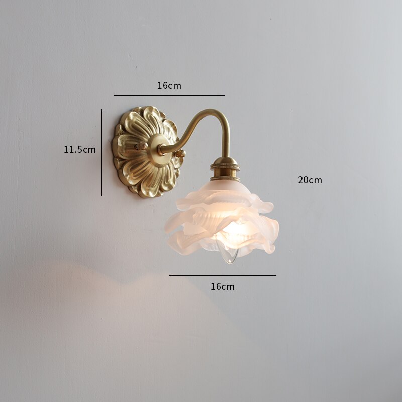 Vintage Glass Flower Wall Light Sconce | Classic Lamp for Bedroom and Living Room