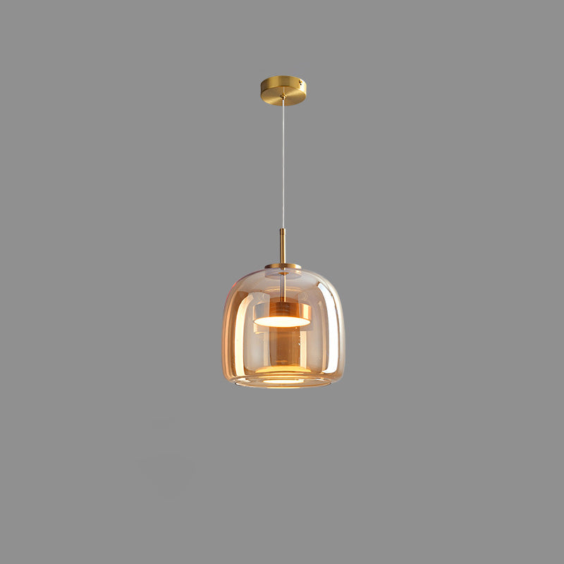 Modern Drum Glass Pendant Ceiling Light | Elegant Hanging Lamp for Dining Room