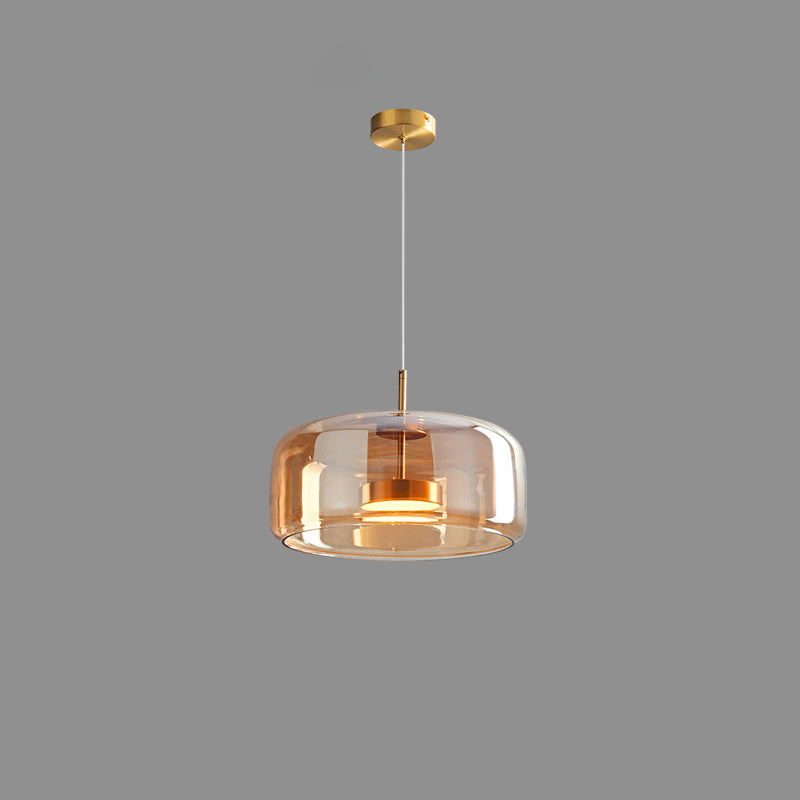 Modern Drum Glass Pendant Ceiling Light | Elegant Hanging Lamp for Dining Room