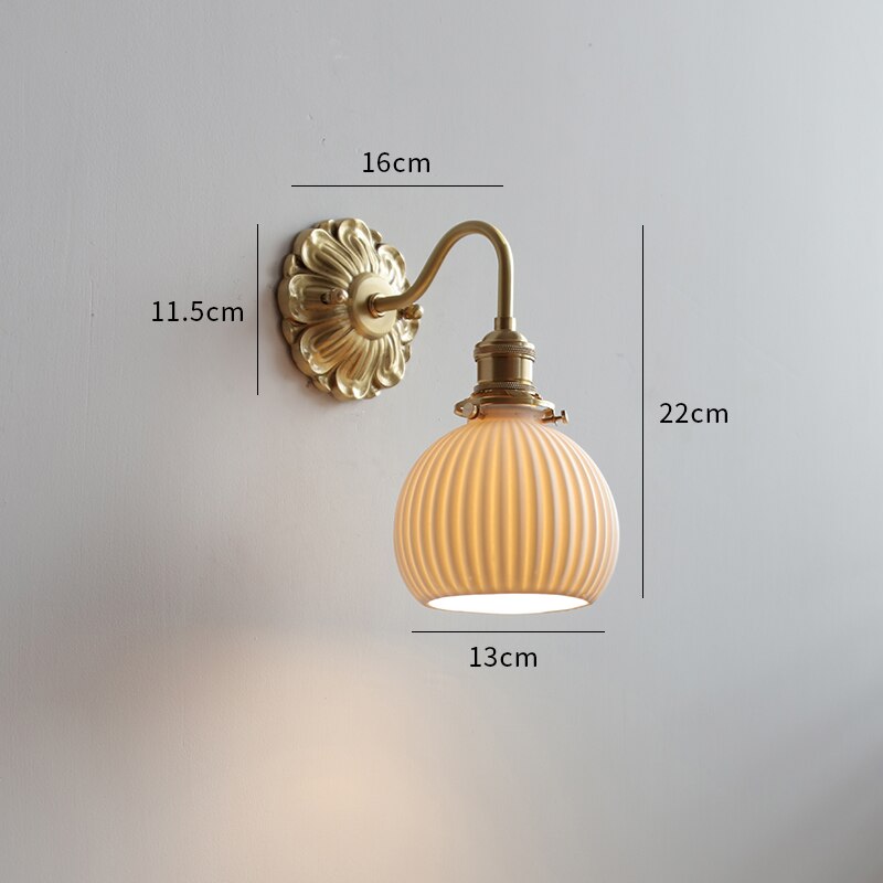 Vintage Glass Flower Wall Light Sconce | Classic Lamp for Bedroom and Living Room