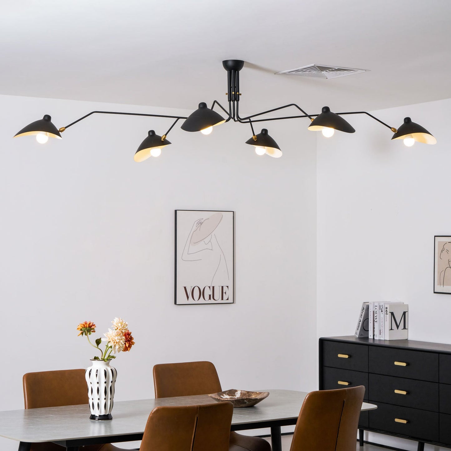 Modern Multi Arm Ceiling Lamp | Adjustable Chandelier for Living Room and Dining