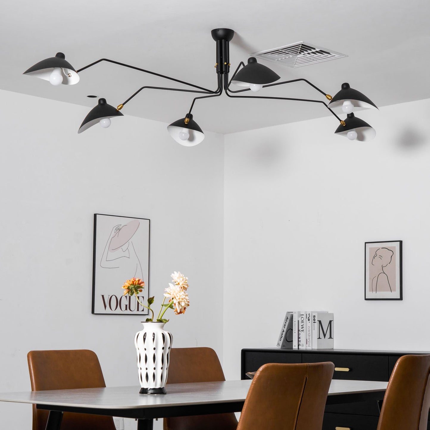 Modern Multi Arm Ceiling Lamp | Adjustable Chandelier for Living Room and Dining