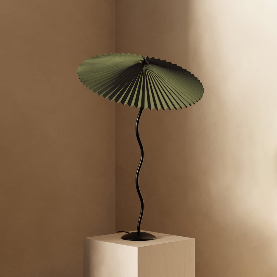 Pleated Table Lamp | Nordic Origami Style with Curved Wavy Base