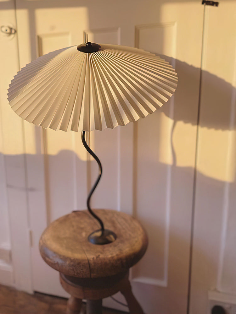 Pleated Table Lamp | Nordic Origami Style with Curved Wavy Base