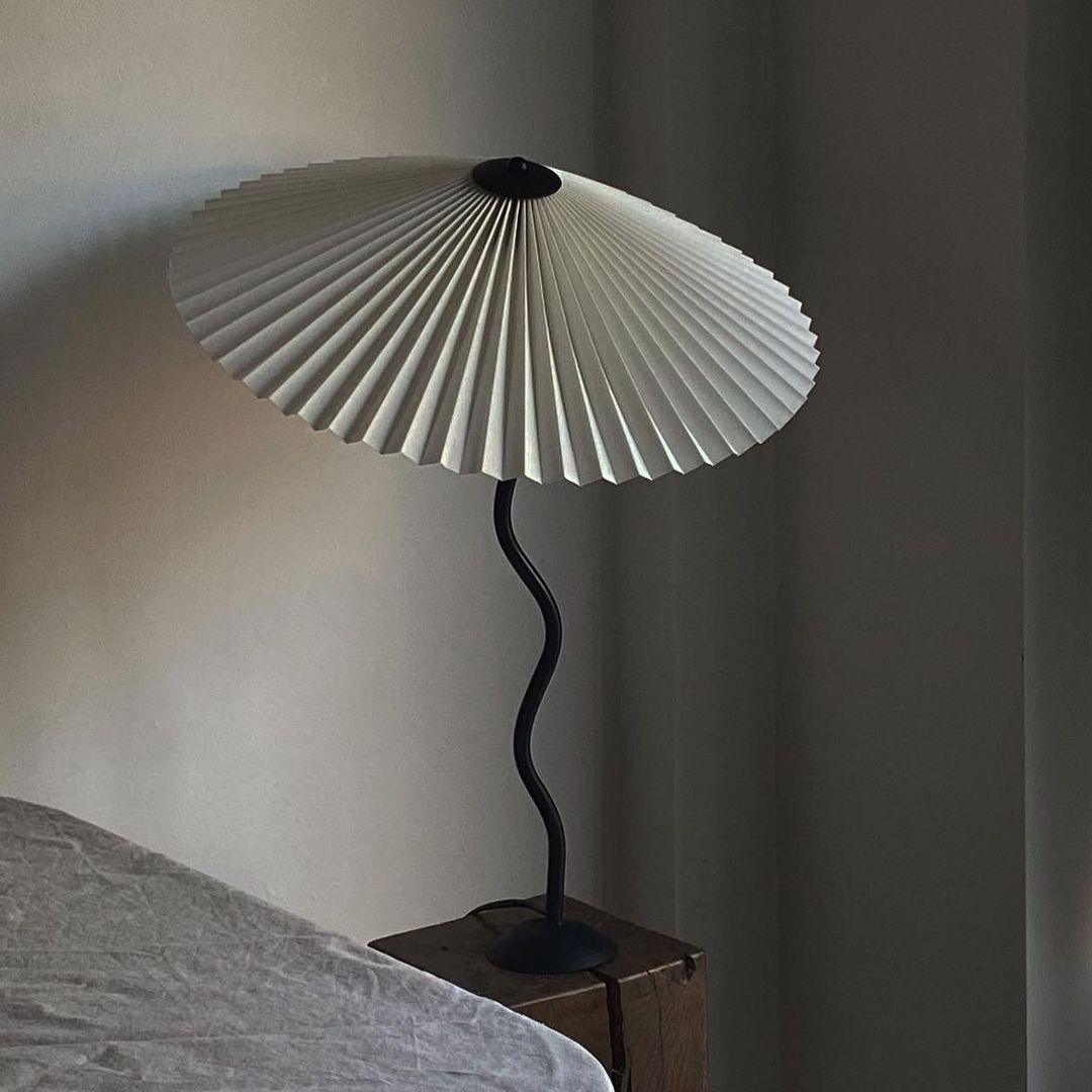 Pleated Table Lamp | Nordic Origami Style with Curved Wavy Base