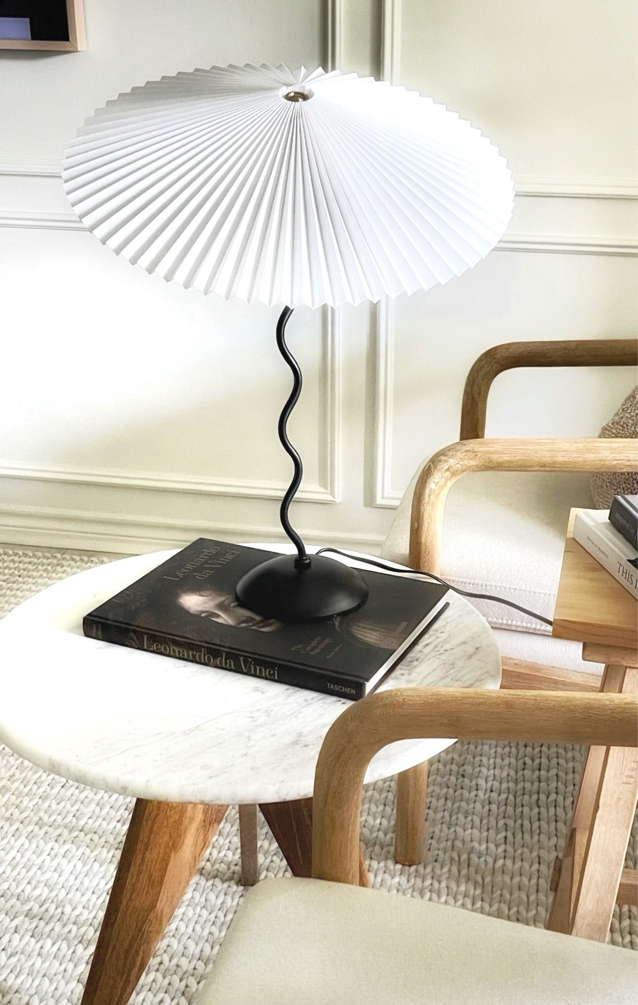 Pleated Table Lamp | Nordic Origami Style with Curved Wavy Base