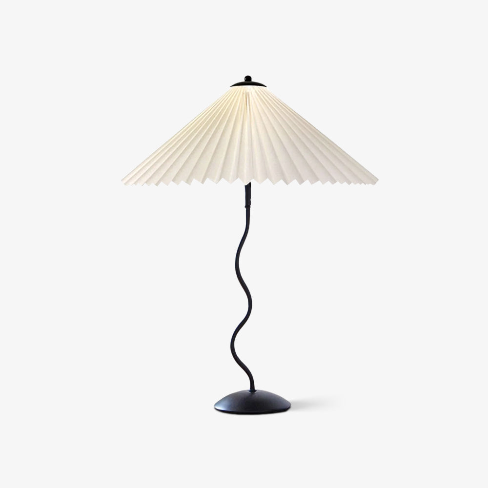 Pleated Table Lamp | Nordic Origami Style with Curved Wavy Base