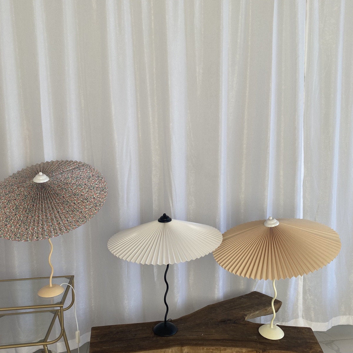 Pleated Table Lamp | Nordic Origami Style with Curved Wavy Base