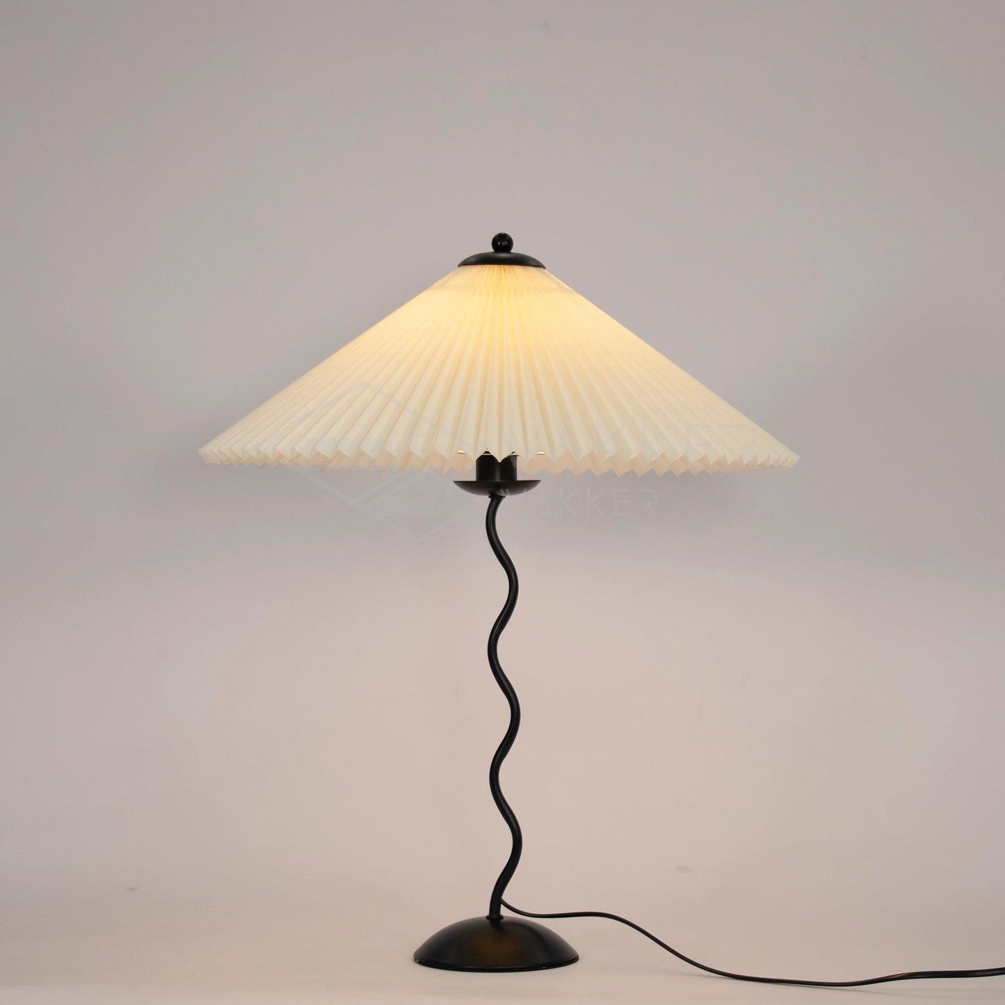 Pleated Table Lamp | Nordic Origami Style with Curved Wavy Base