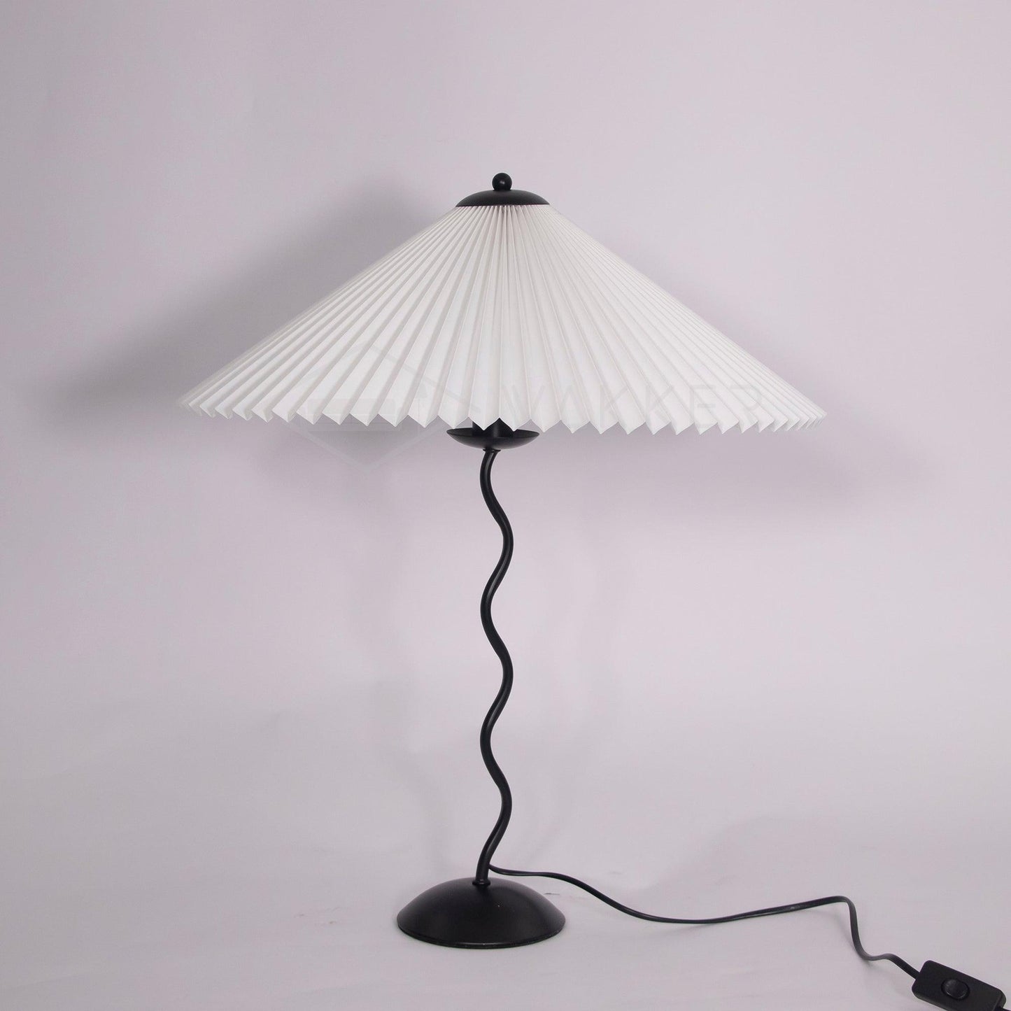 Pleated Table Lamp | Nordic Origami Style with Curved Wavy Base