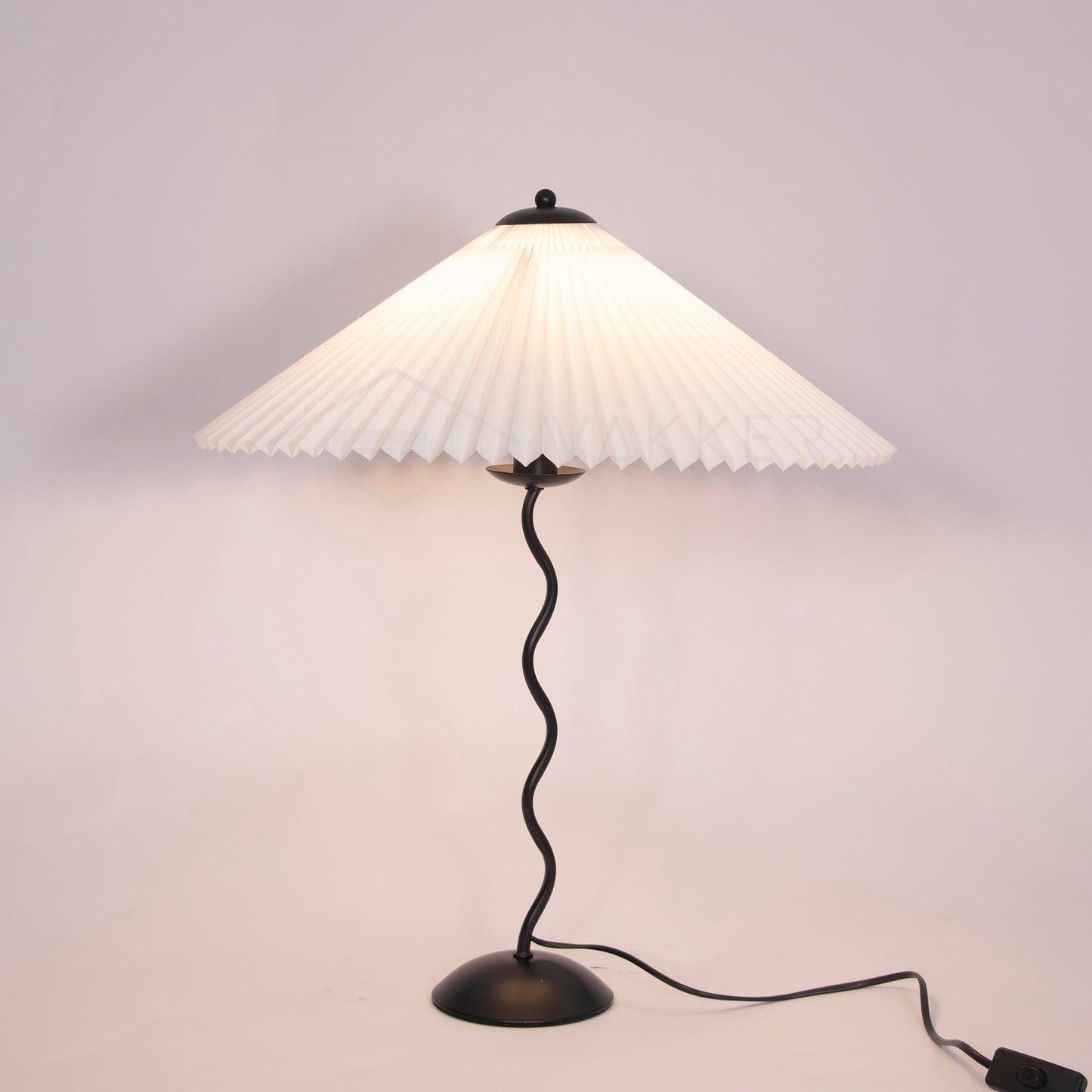 Pleated Table Lamp | Nordic Origami Style with Curved Wavy Base