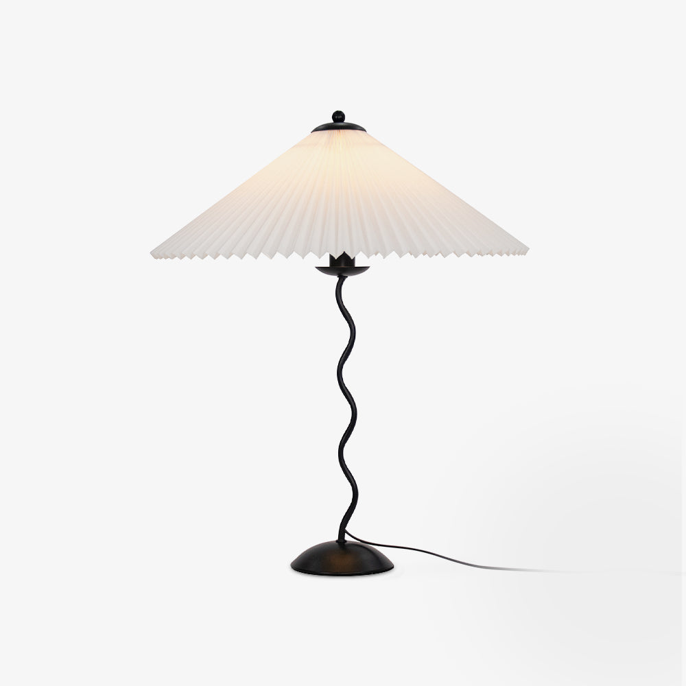 Pleated Table Lamp | Nordic Origami Style with Curved Wavy Base