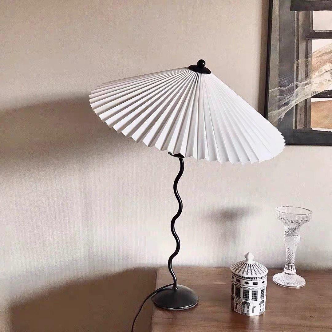 Pleated Table Lamp | Nordic Origami Style with Curved Wavy Base