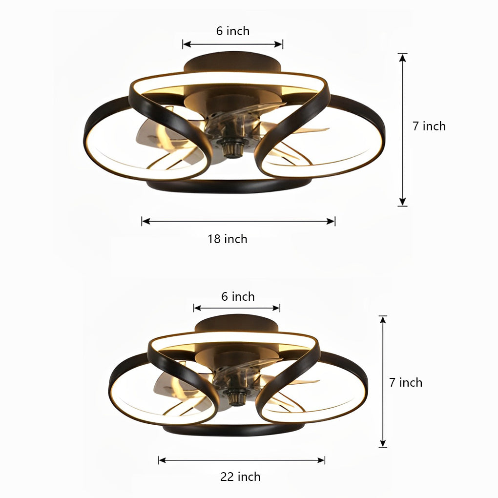 Modern Flush Mount Ceiling Fan with LED Light | Stylish Bedroom Ceiling Lamp