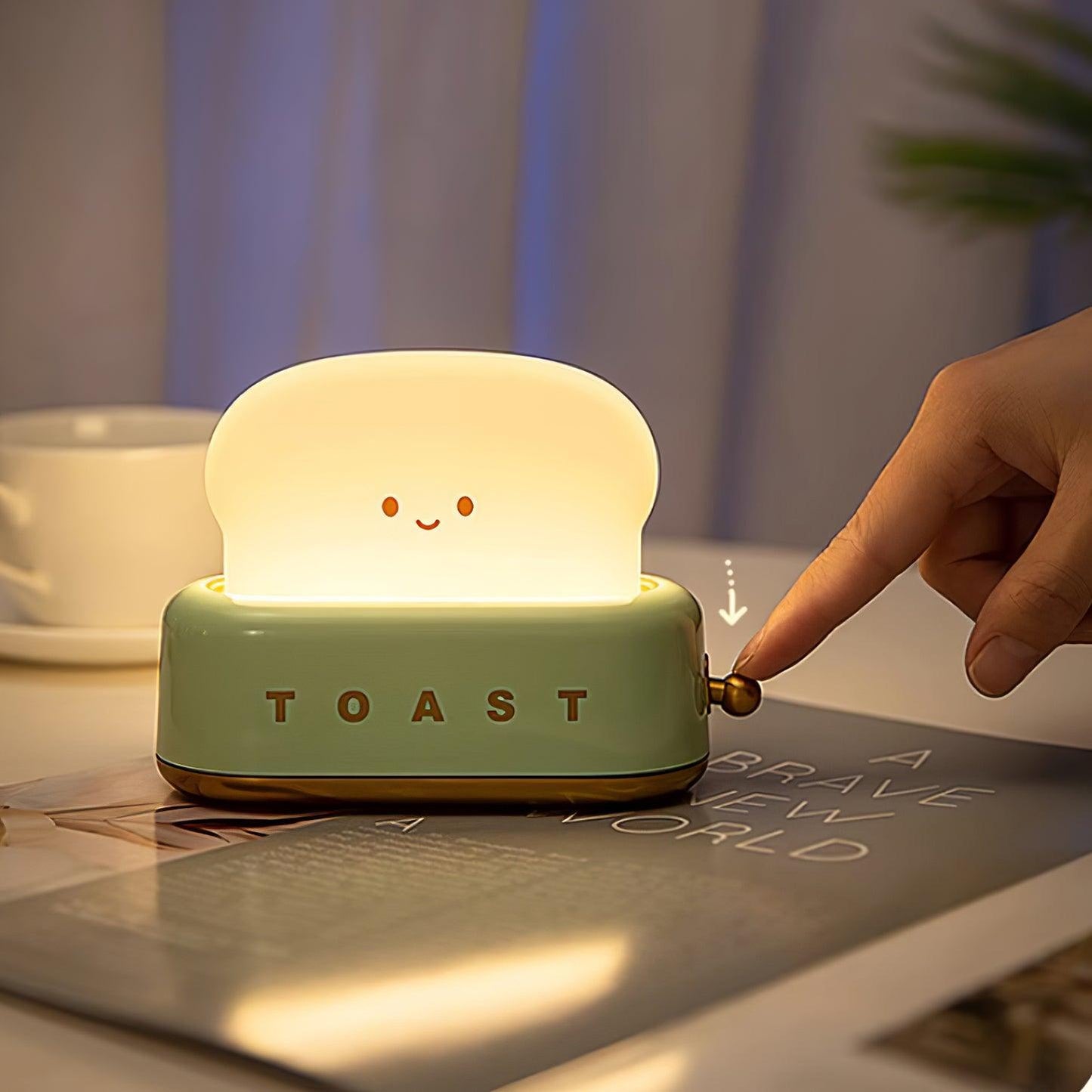 Cute Toaster Night Light | Rechargeable Bedside Table Lamp
