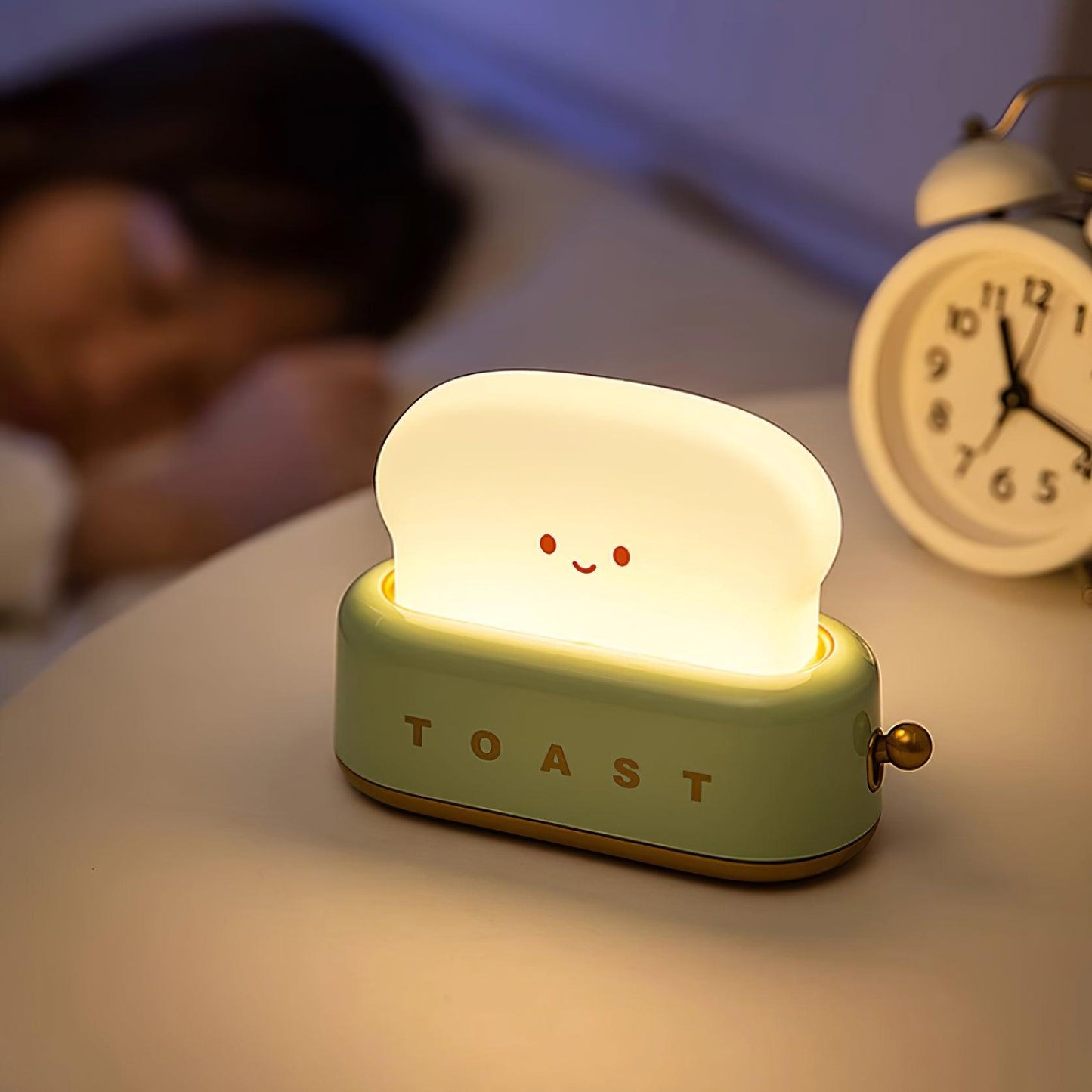 Cute Toaster Night Light | Rechargeable Bedside Table Lamp