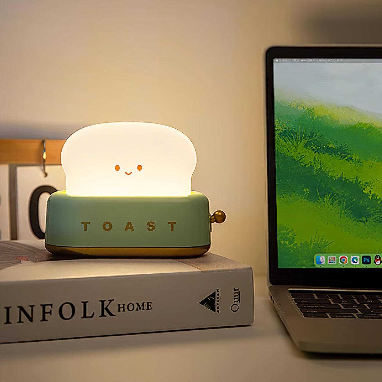 Cute Toaster Night Light | Rechargeable Bedside Table Lamp