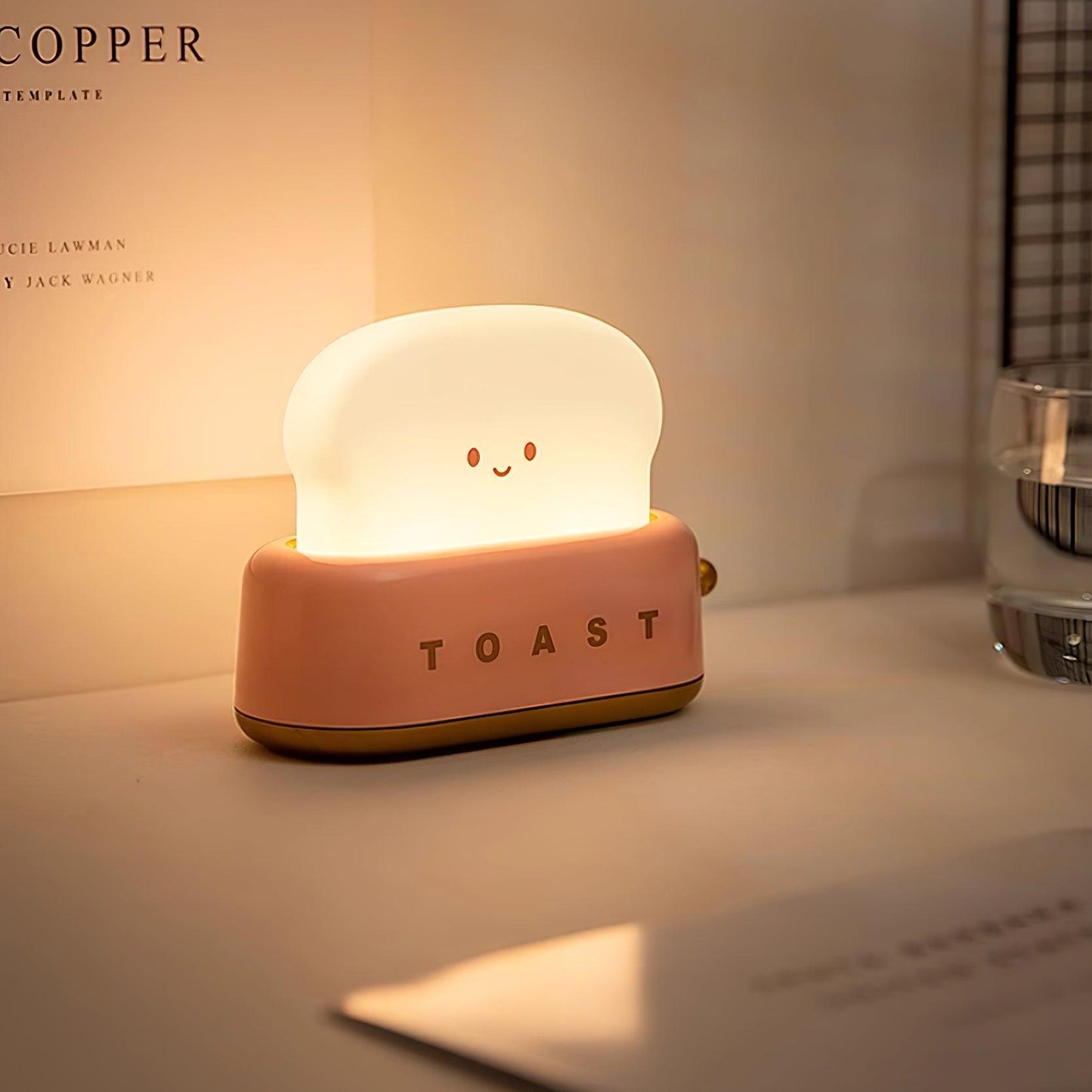 Cute Toaster Night Light | Rechargeable Bedside Table Lamp