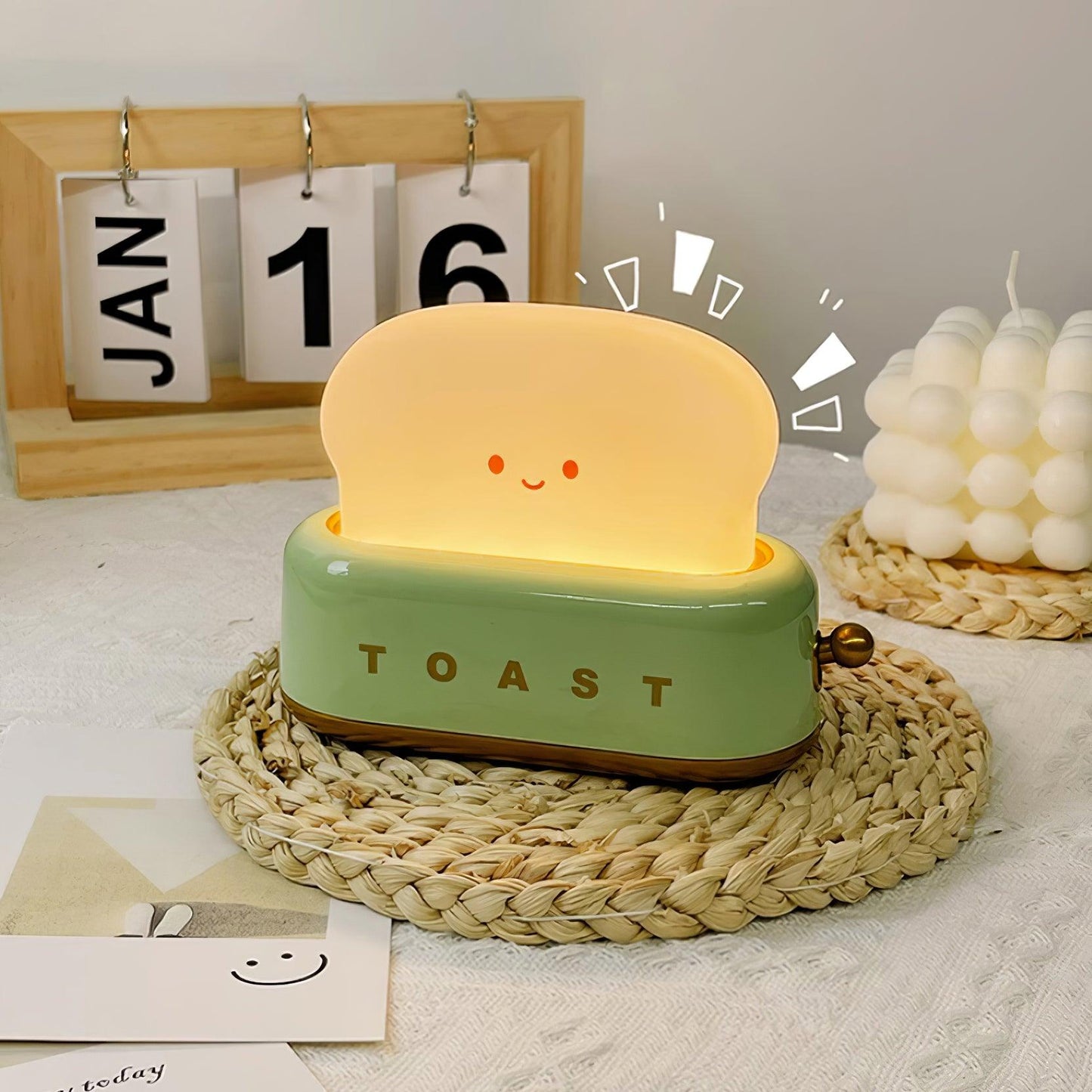 Cute Toaster Night Light | Rechargeable Bedside Table Lamp
