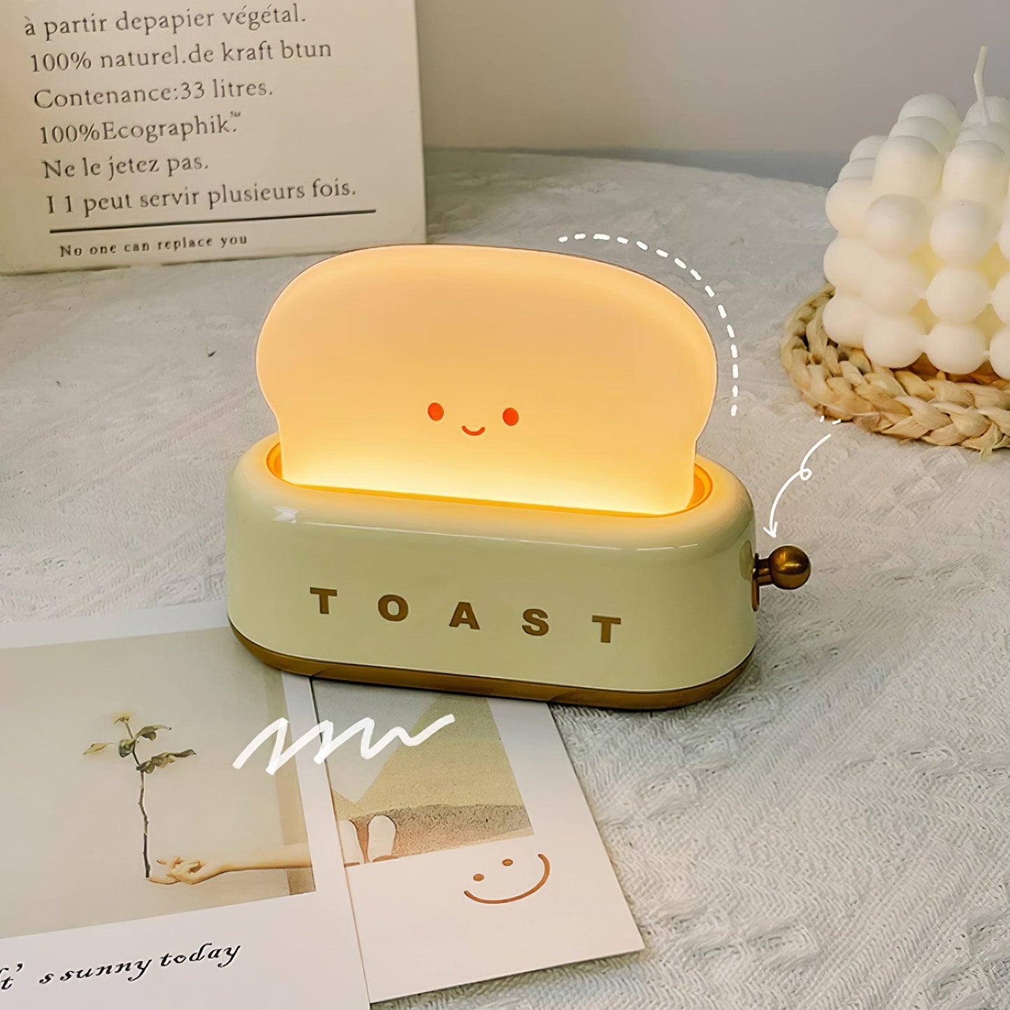 Cute Toaster Night Light | Rechargeable Bedside Table Lamp