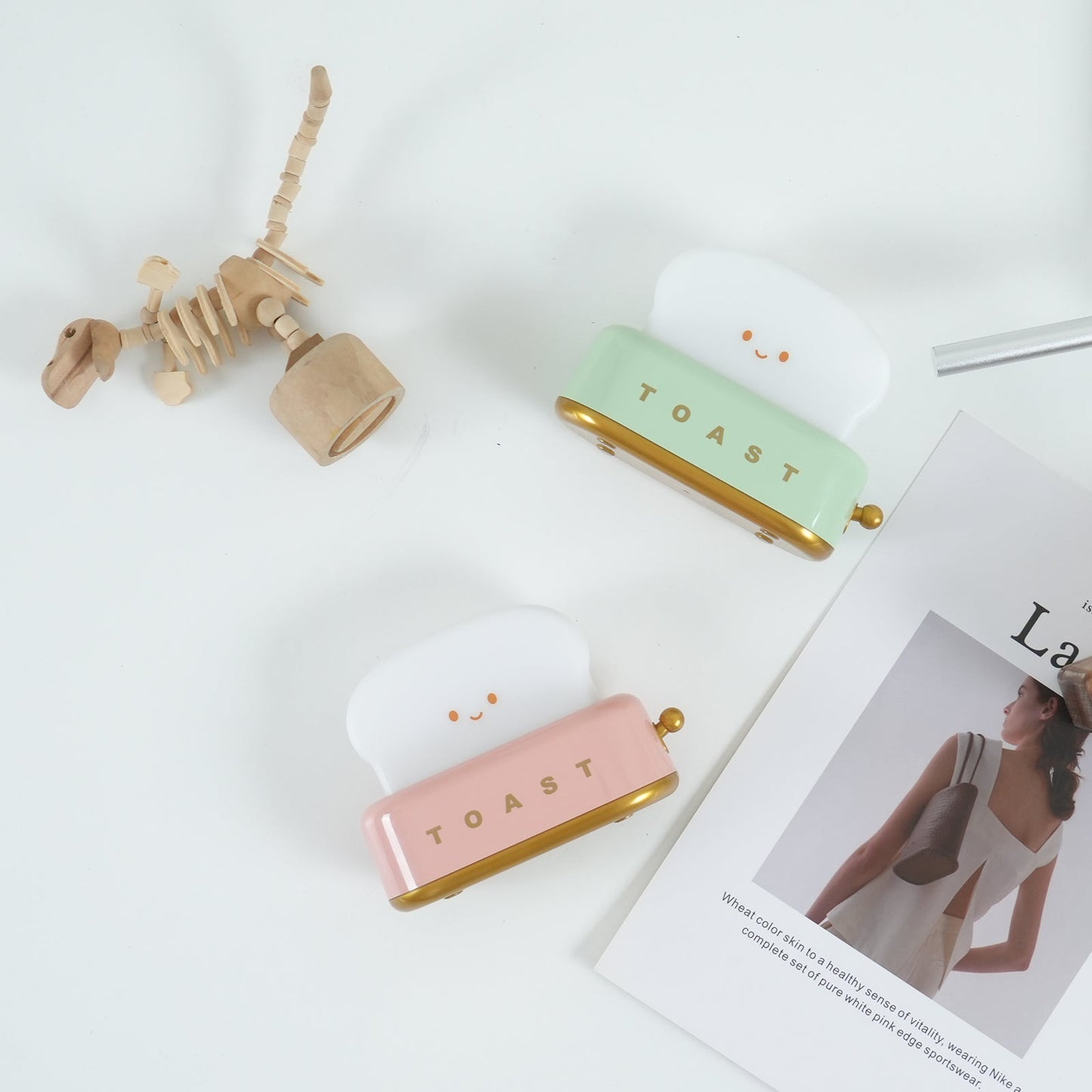 Cute Toaster Night Light | Rechargeable Bedside Table Lamp