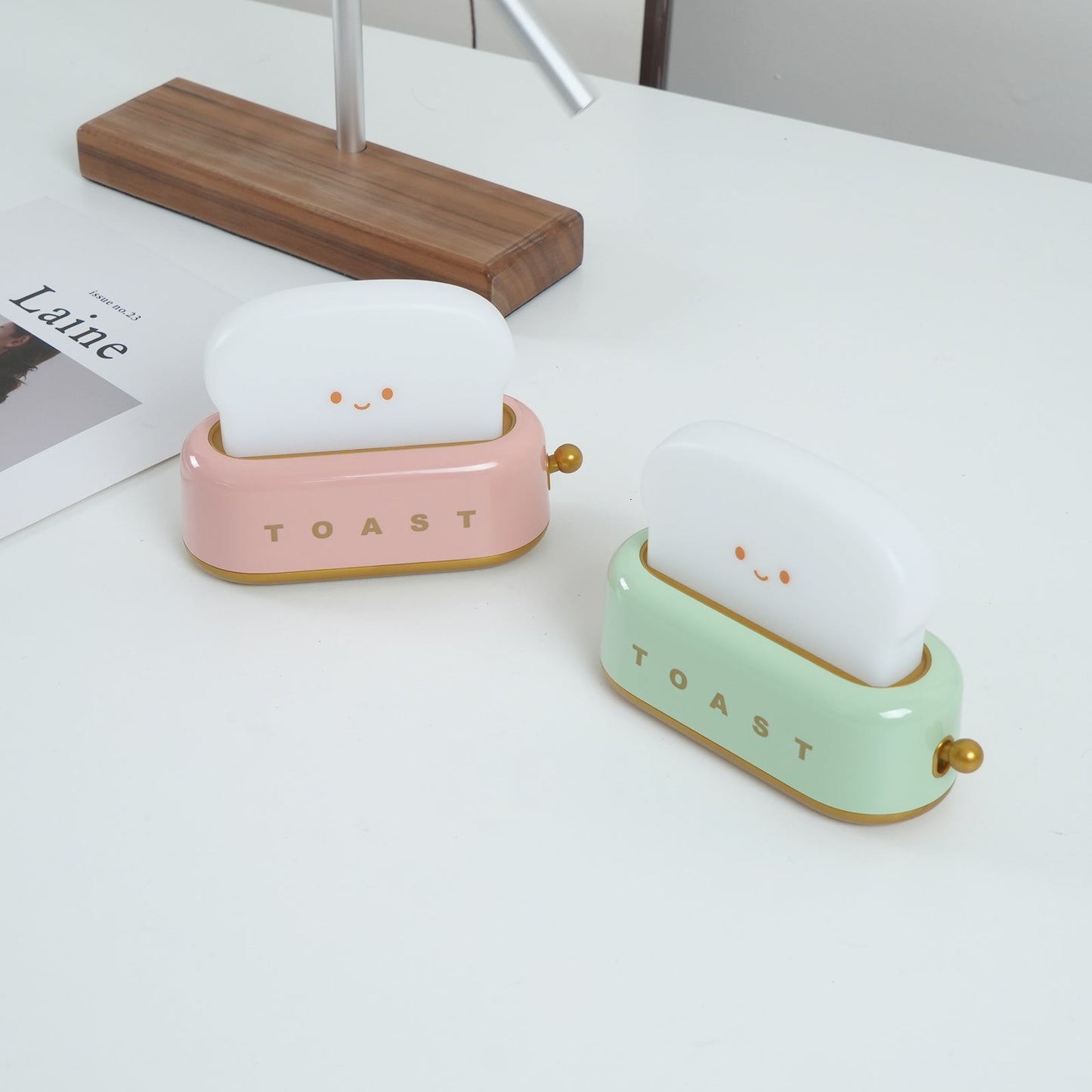 Cute Toaster Night Light | Rechargeable Bedside Table Lamp