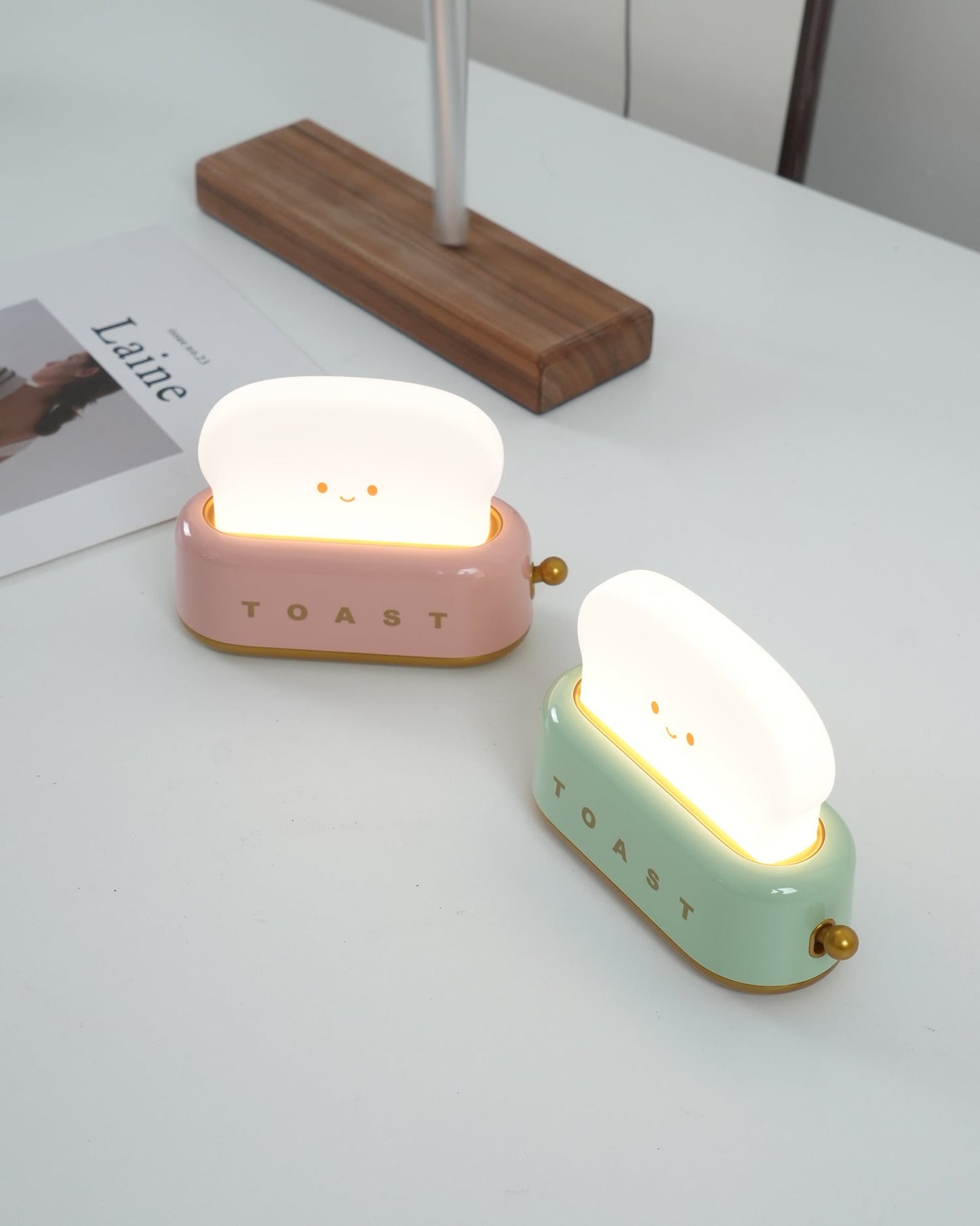 Cute Toaster Night Light | Rechargeable Bedside Table Lamp