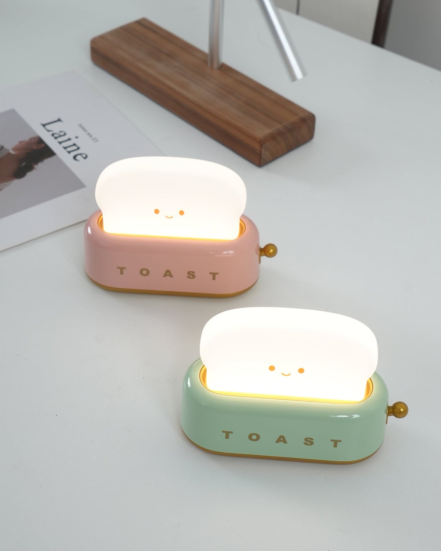 Cute Toaster Night Light | Rechargeable Bedside Table Lamp